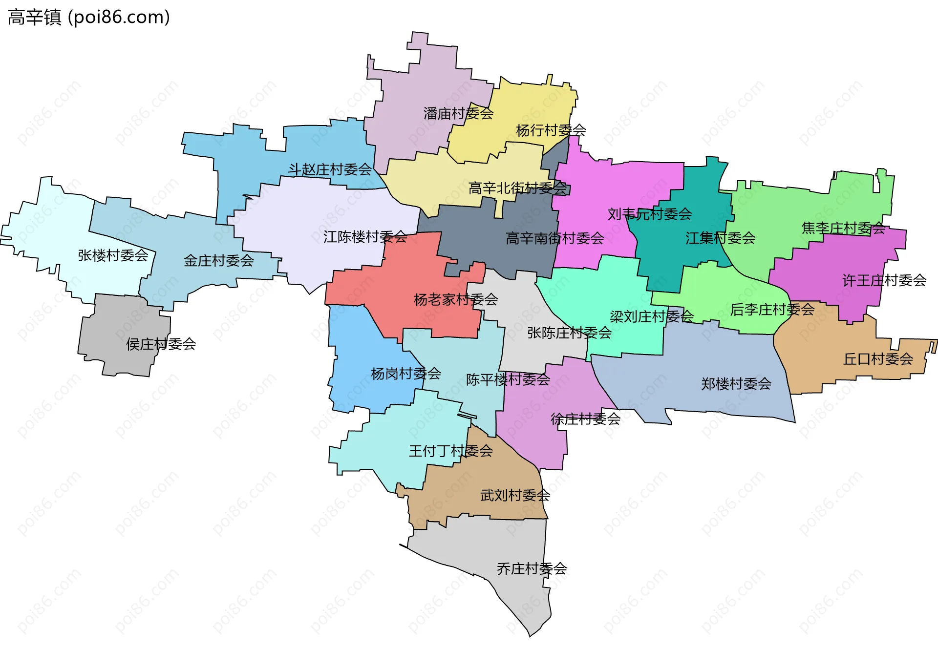 高辛镇边界地图(五级行政区划)