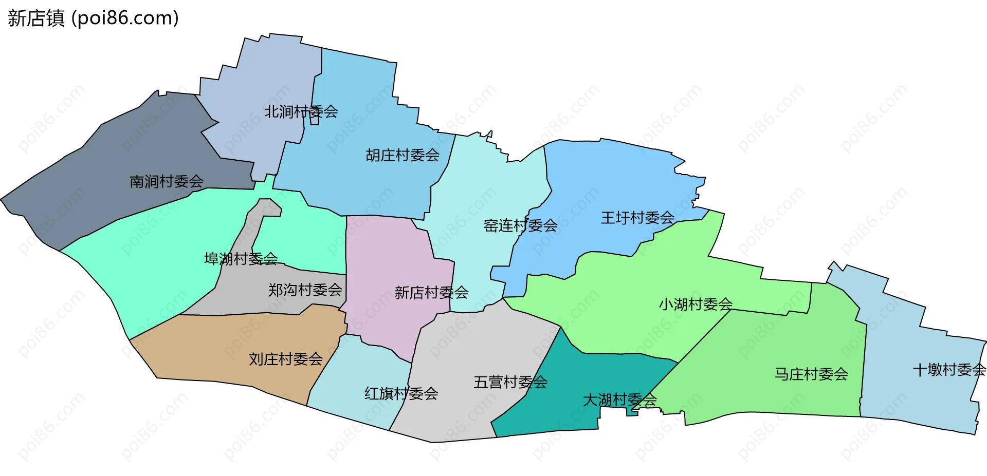 新店镇边界地图(五级行政区划)