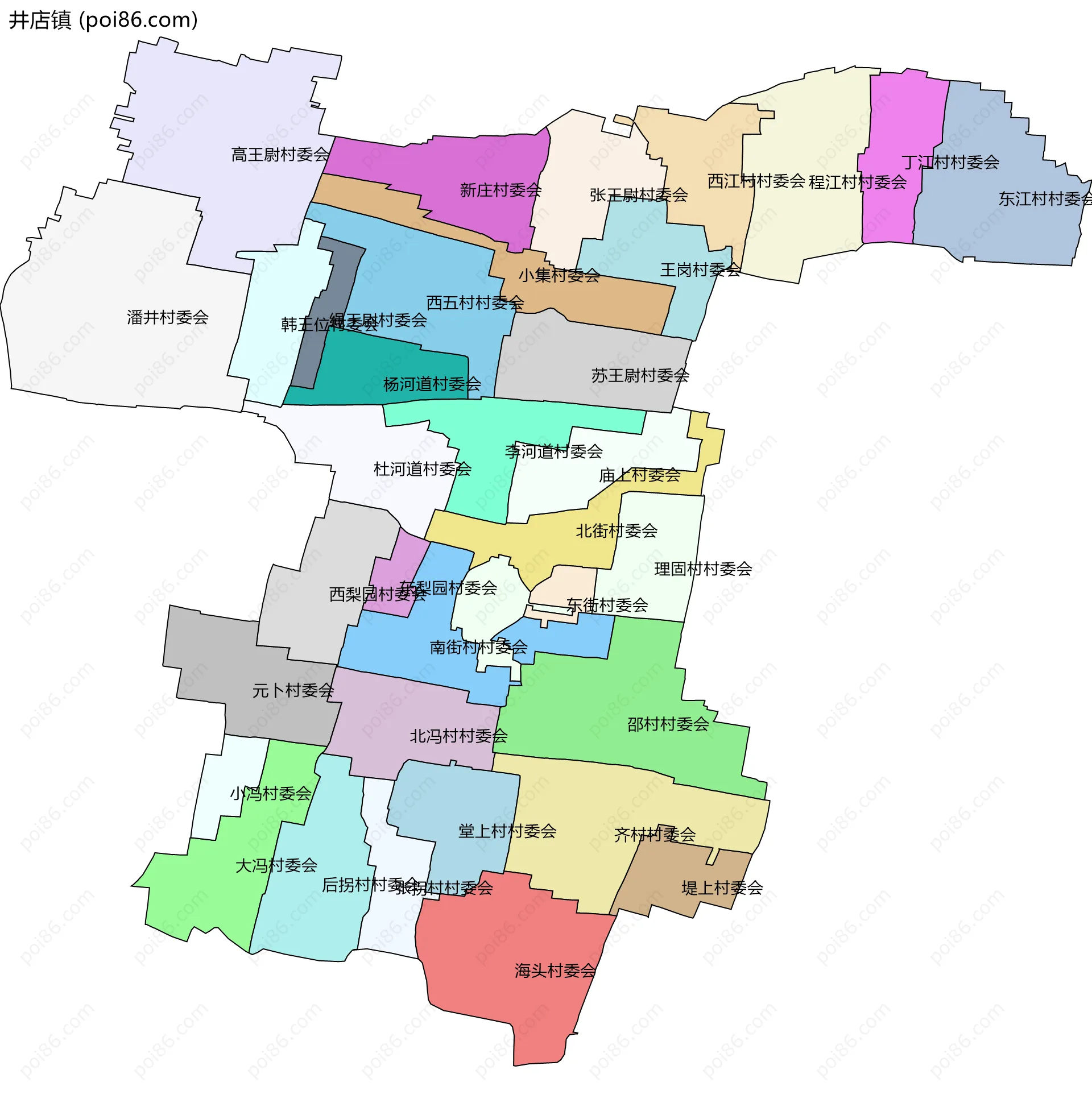 井店镇边界地图(五级行政区划)