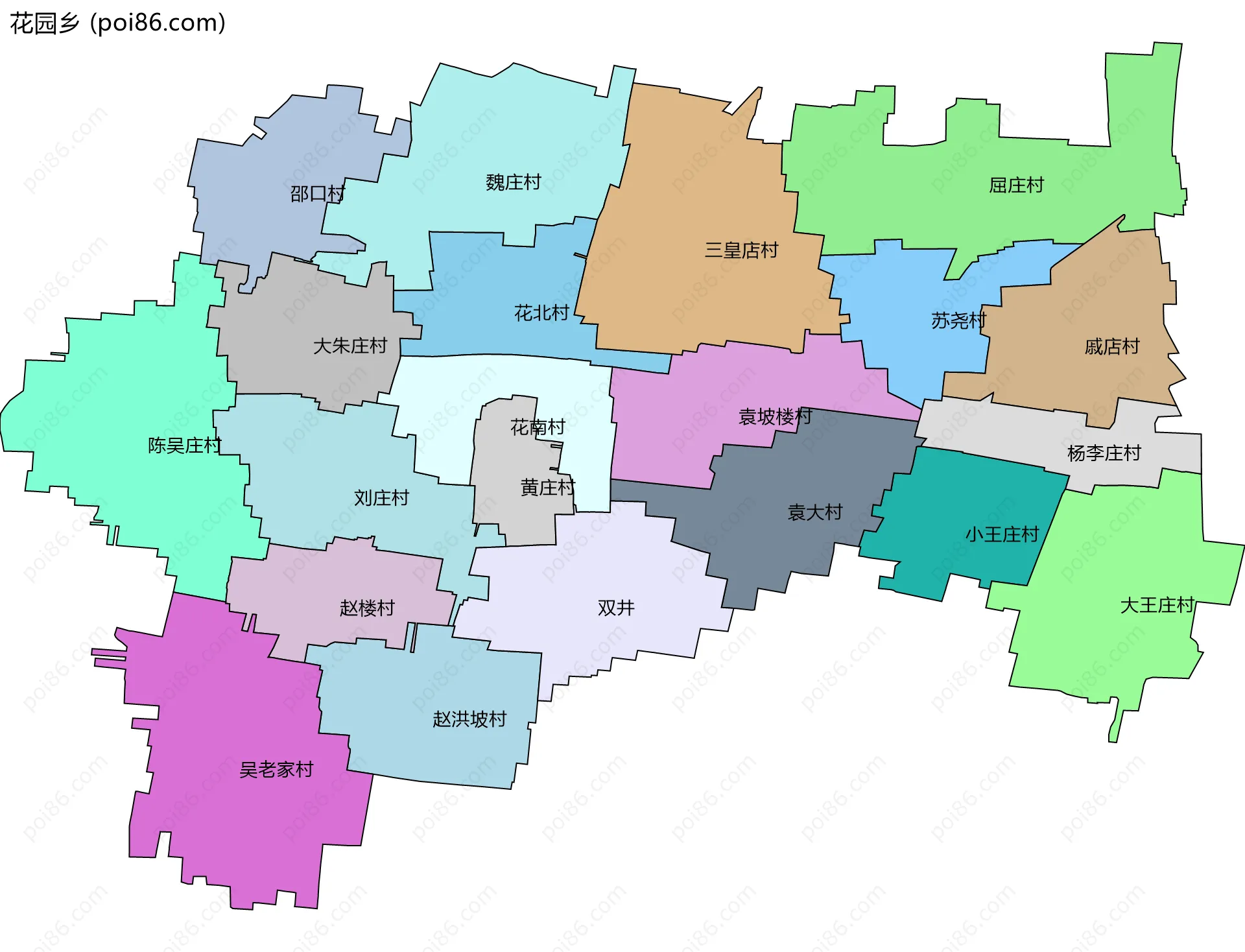 花园乡边界地图(五级行政区划)