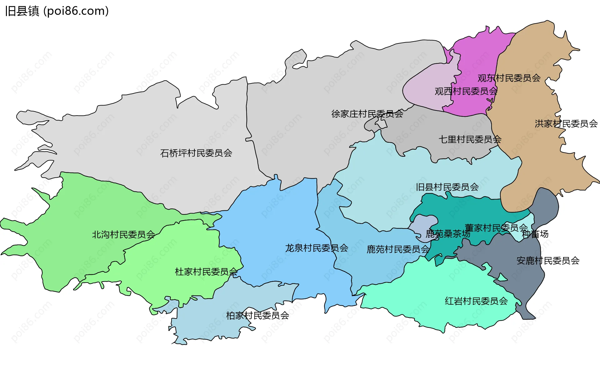 旧县镇边界地图(五级行政区划)