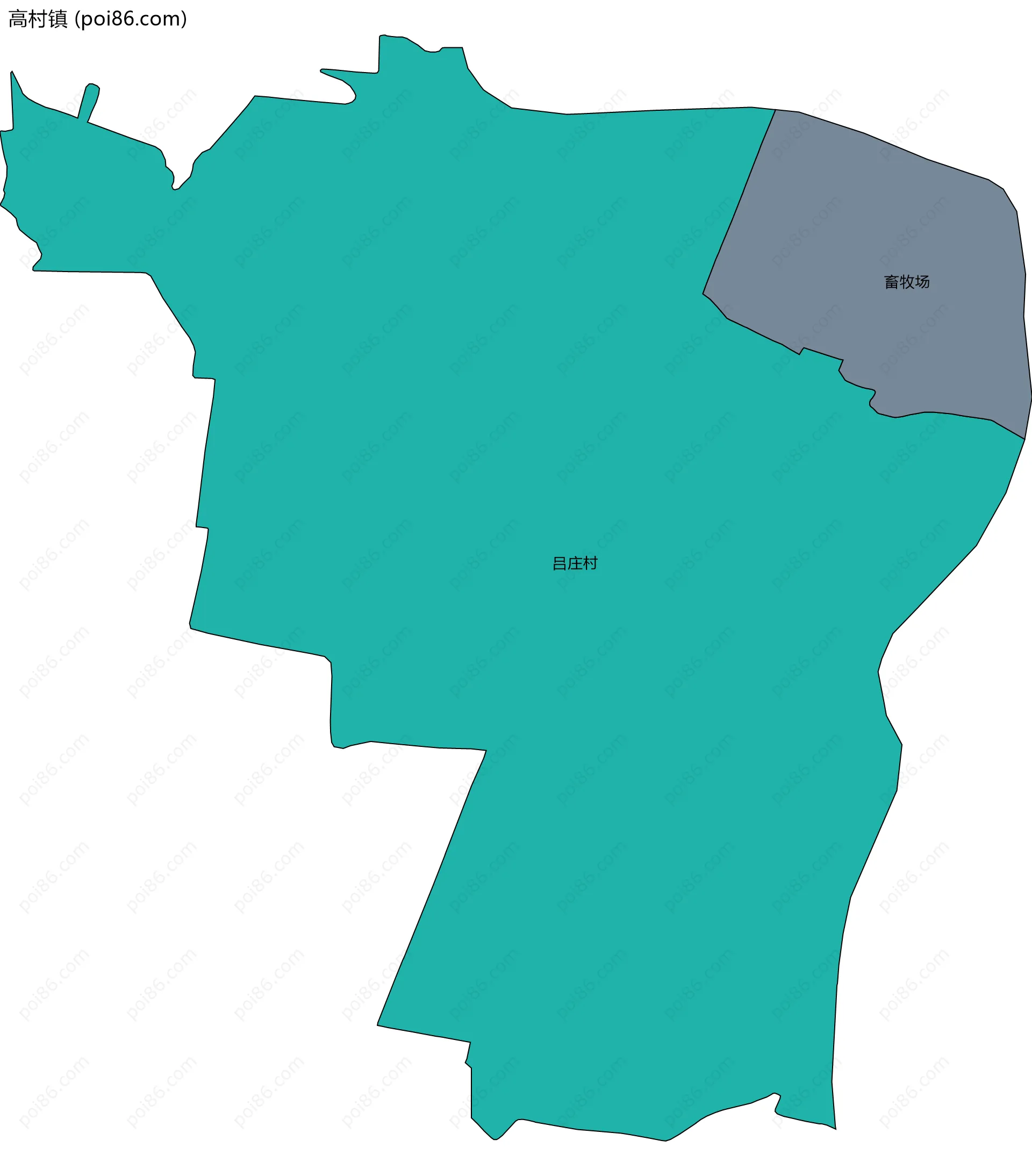 高村镇边界地图(五级行政区划)