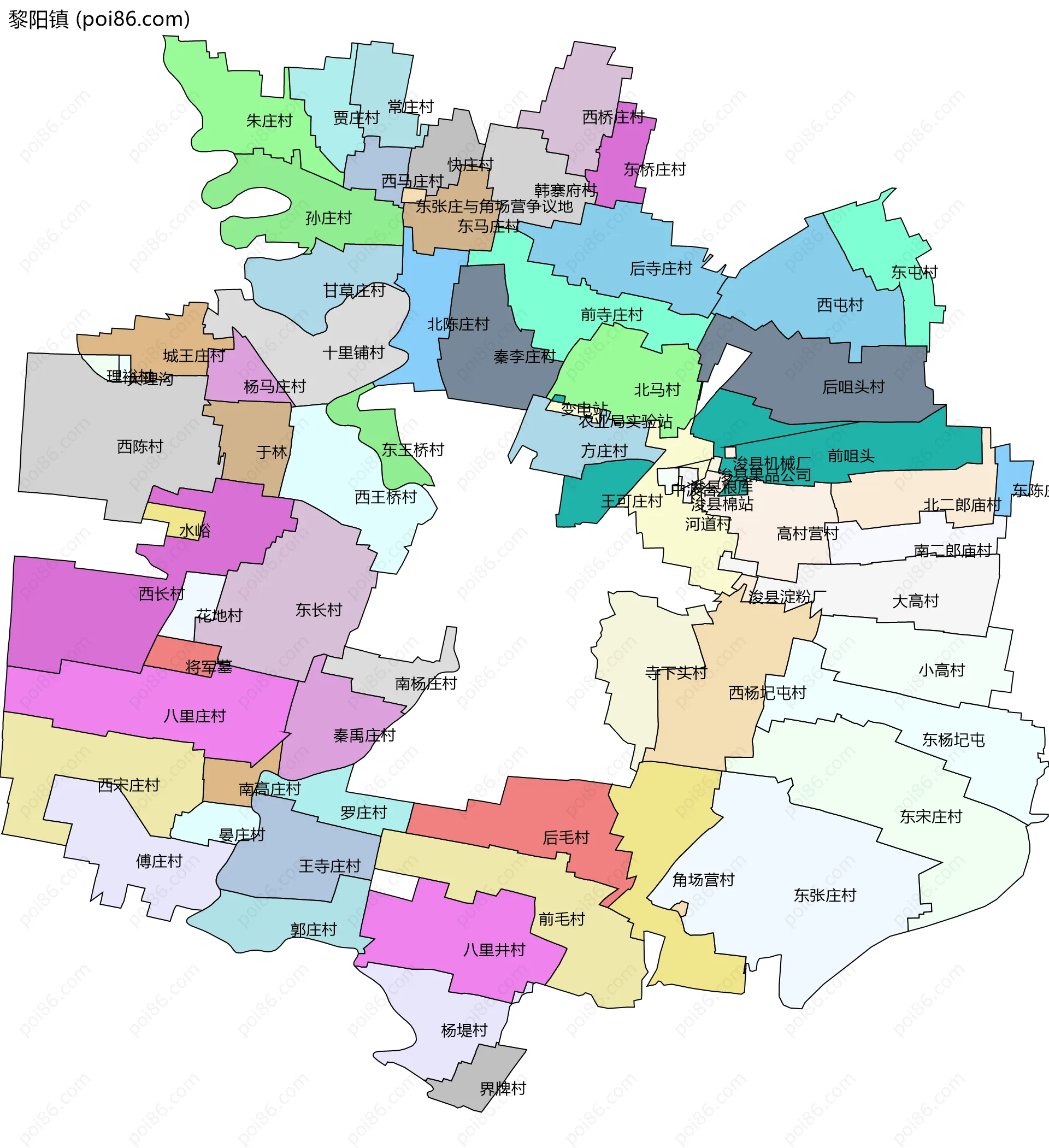 黎阳镇边界地图(五级行政区划)