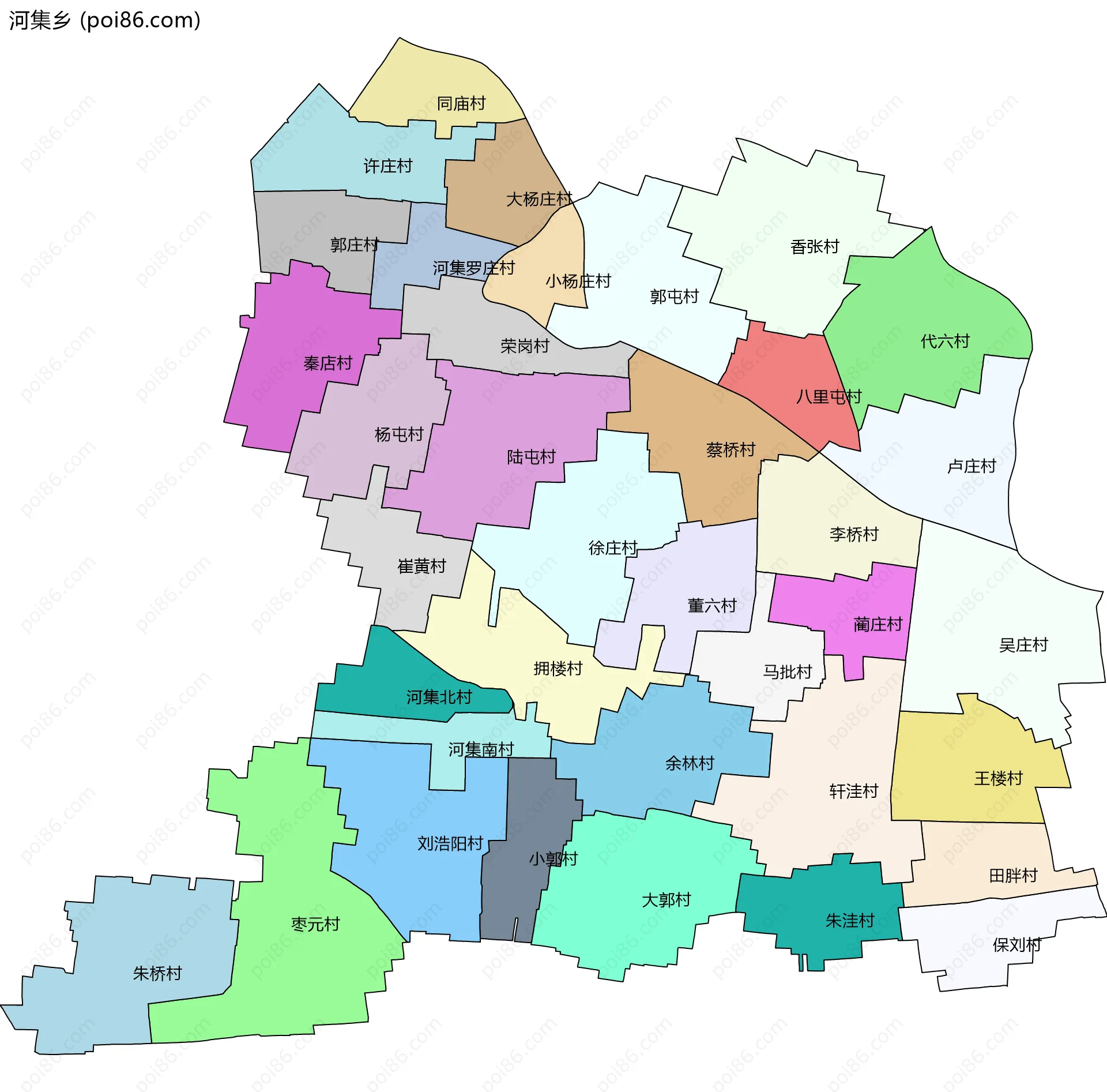 河集乡边界地图(五级行政区划)