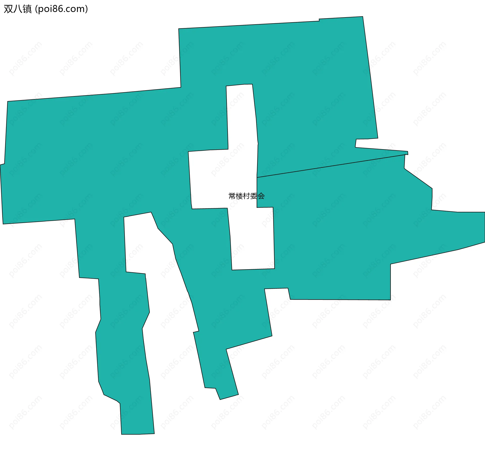 双八镇边界地图(五级行政区划)