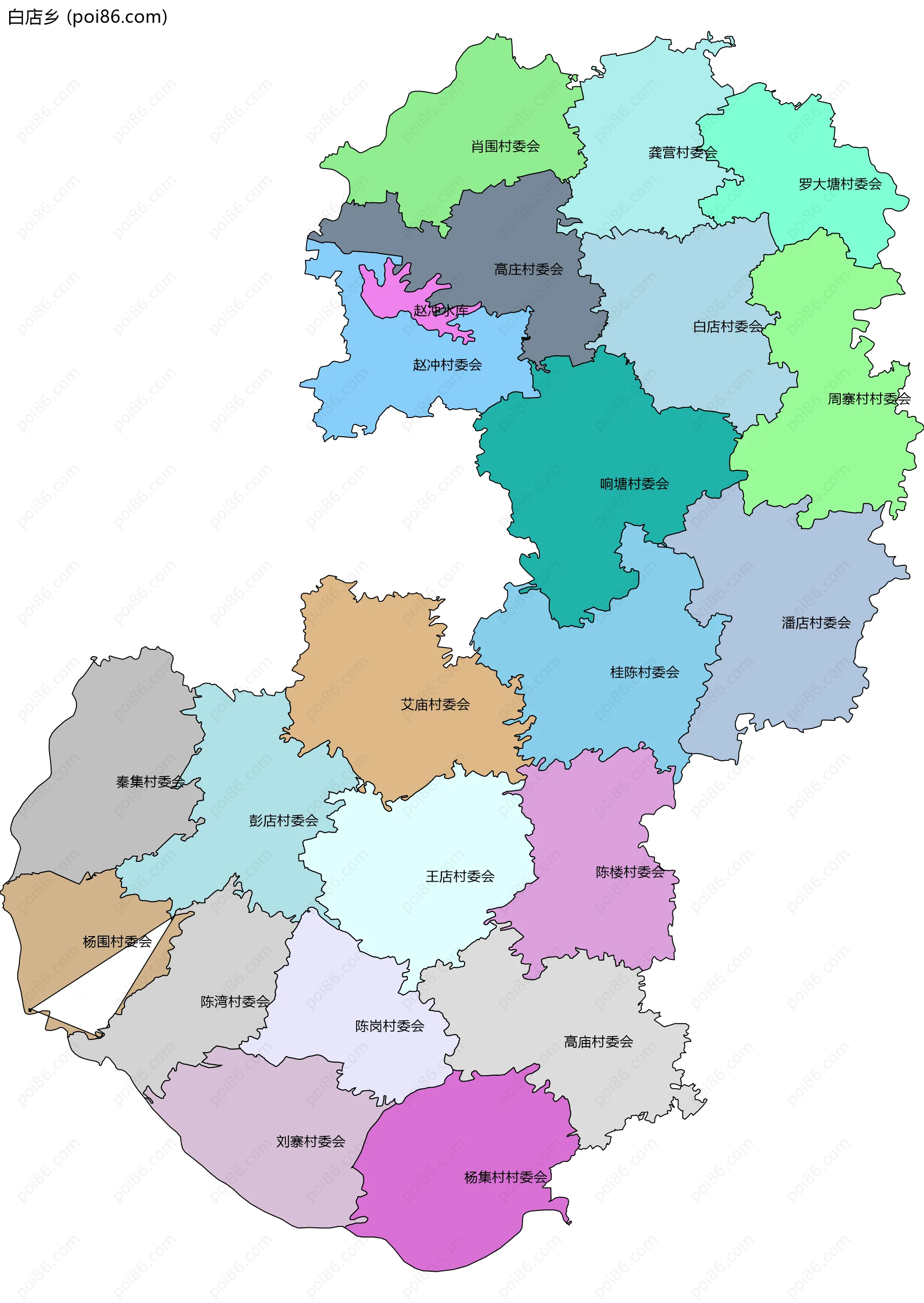 白店乡边界地图(五级行政区划)