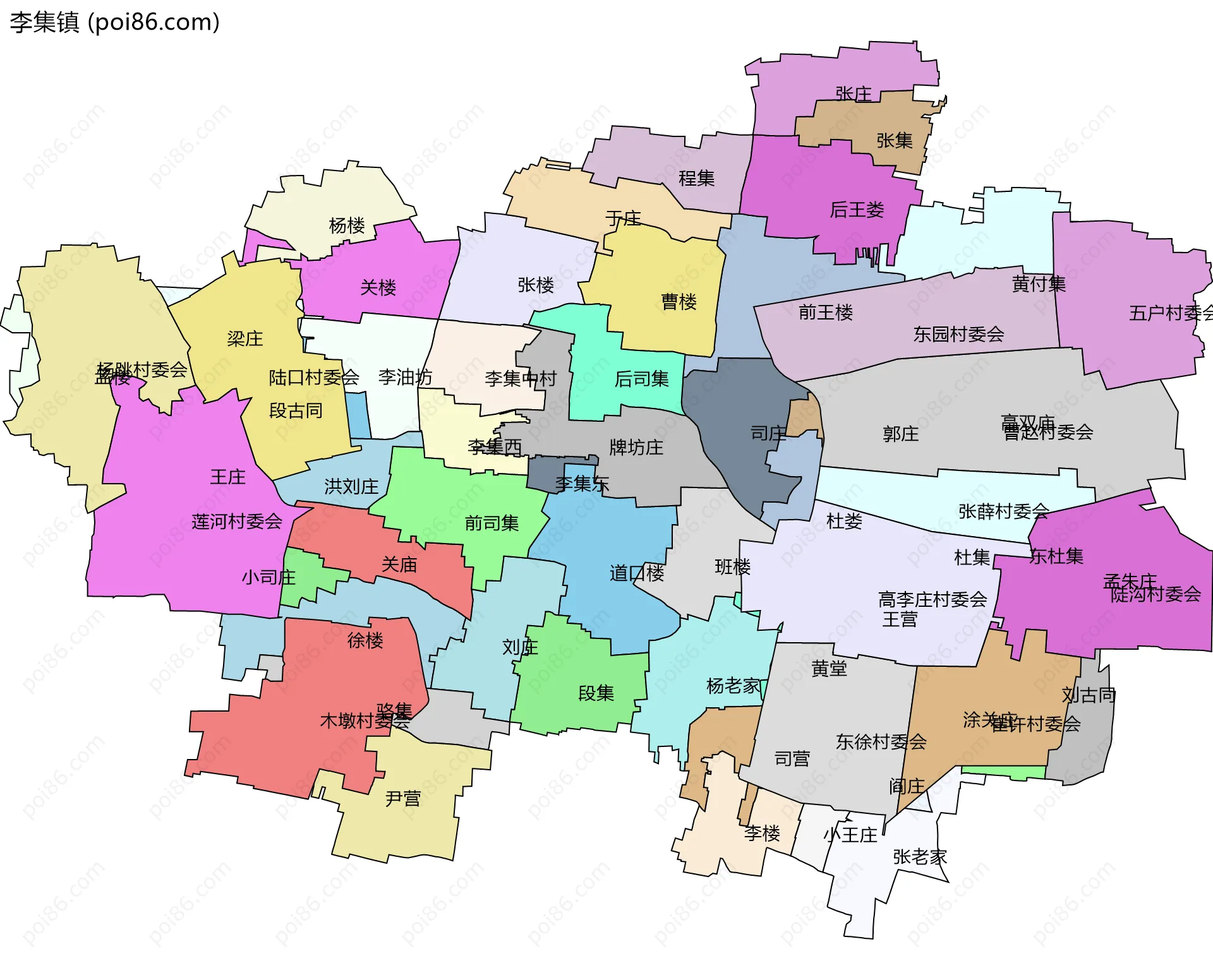 李集镇边界地图(五级行政区划)