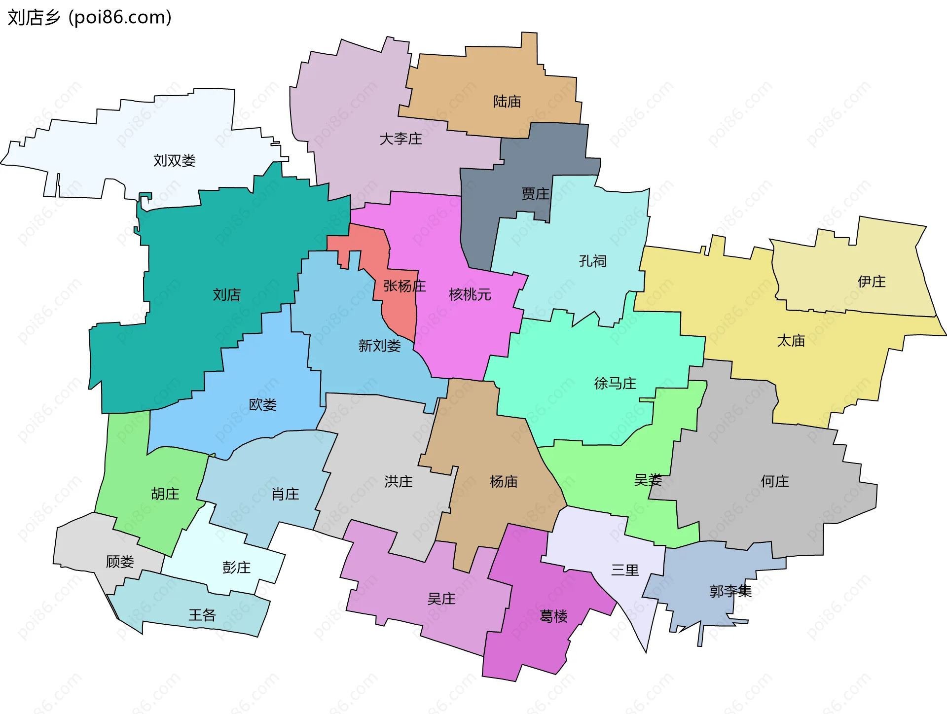 刘店乡边界地图(五级行政区划)
