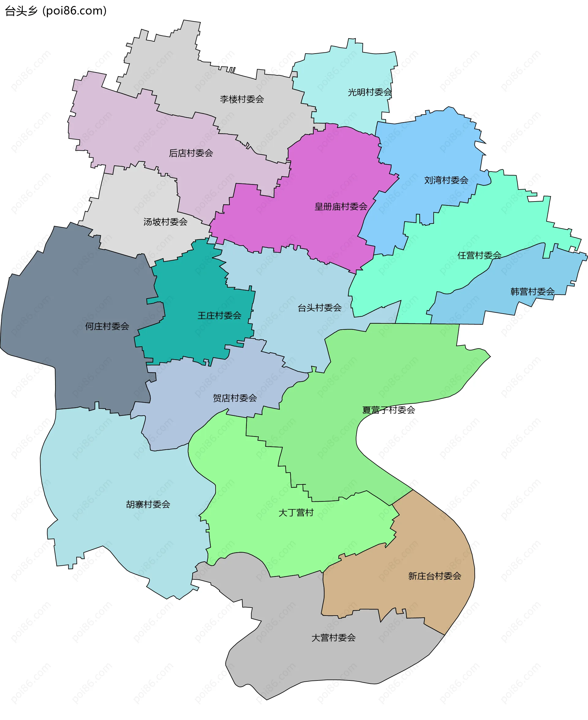 台头乡边界地图(五级行政区划)