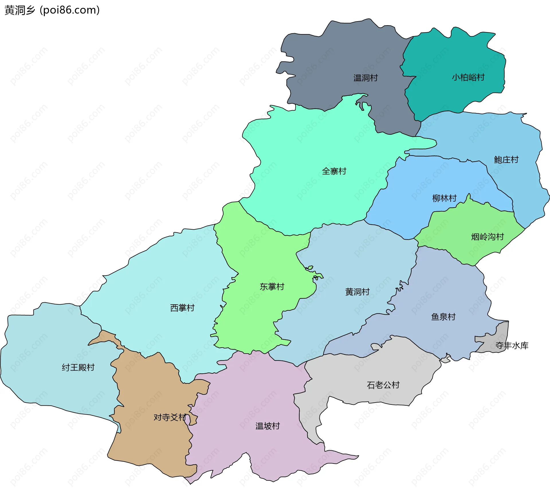 黄洞乡边界地图(五级行政区划)