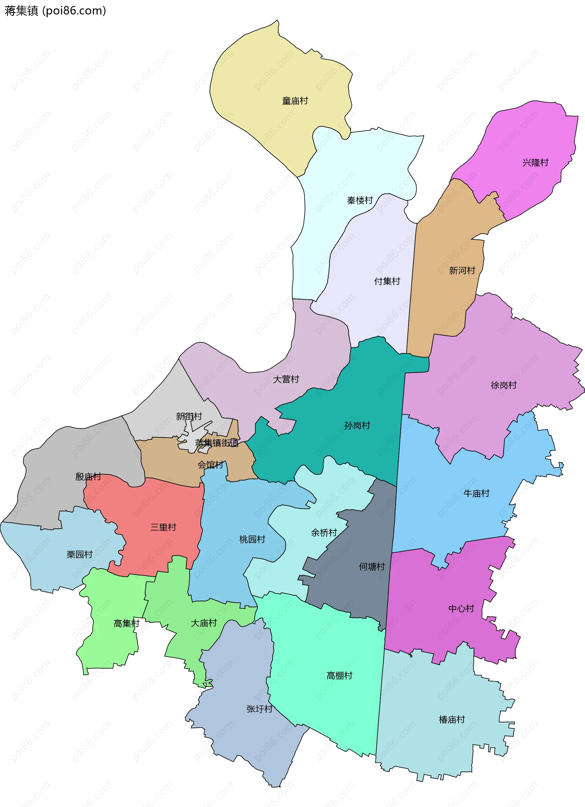 蒋集镇边界地图(五级行政区划)