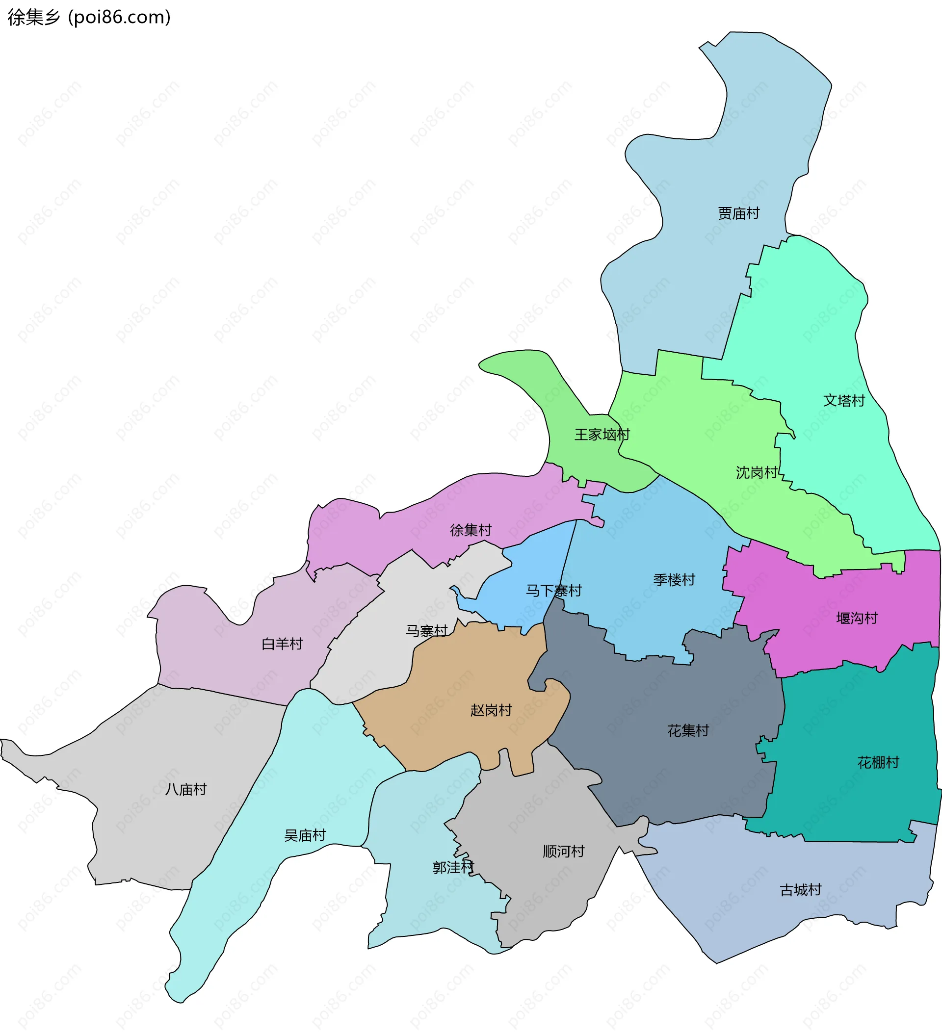 徐集乡边界地图(五级行政区划)