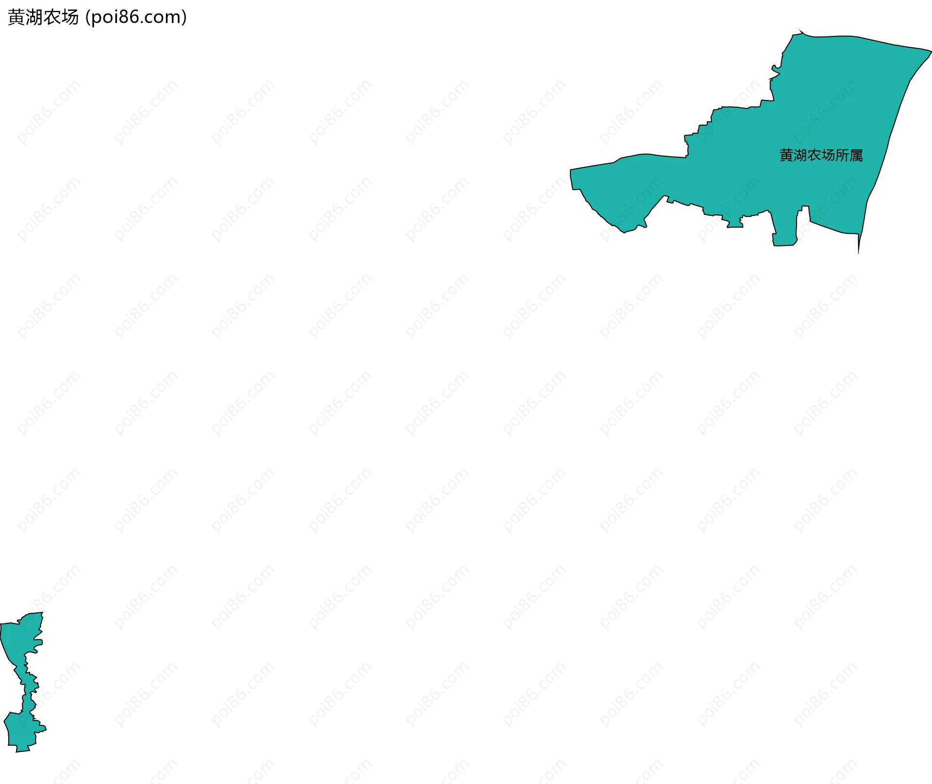 黄湖农场边界地图(五级行政区划)