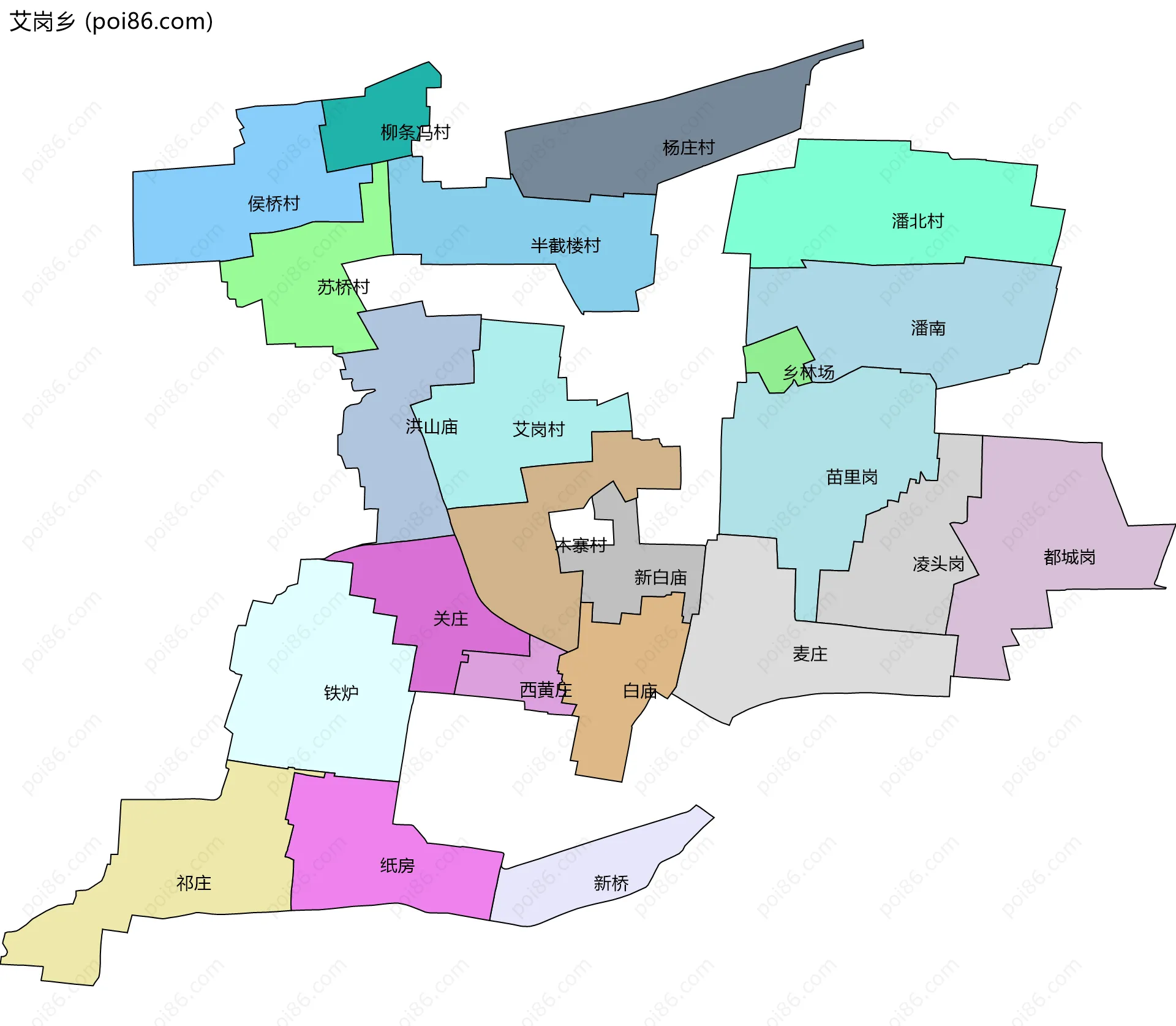艾岗乡边界地图(五级行政区划)
