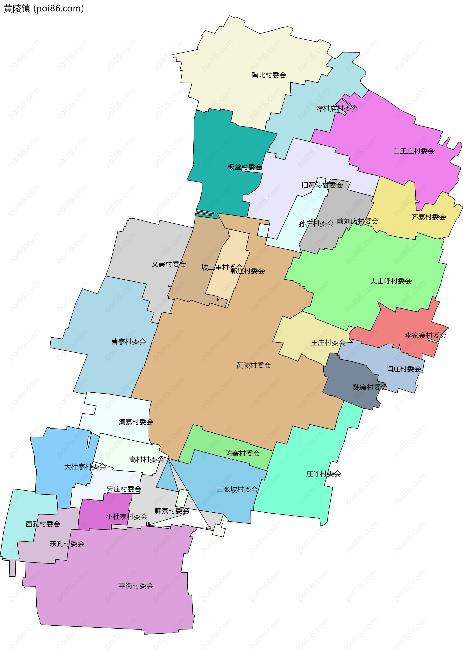 黄陵镇边界地图(五级行政区划)