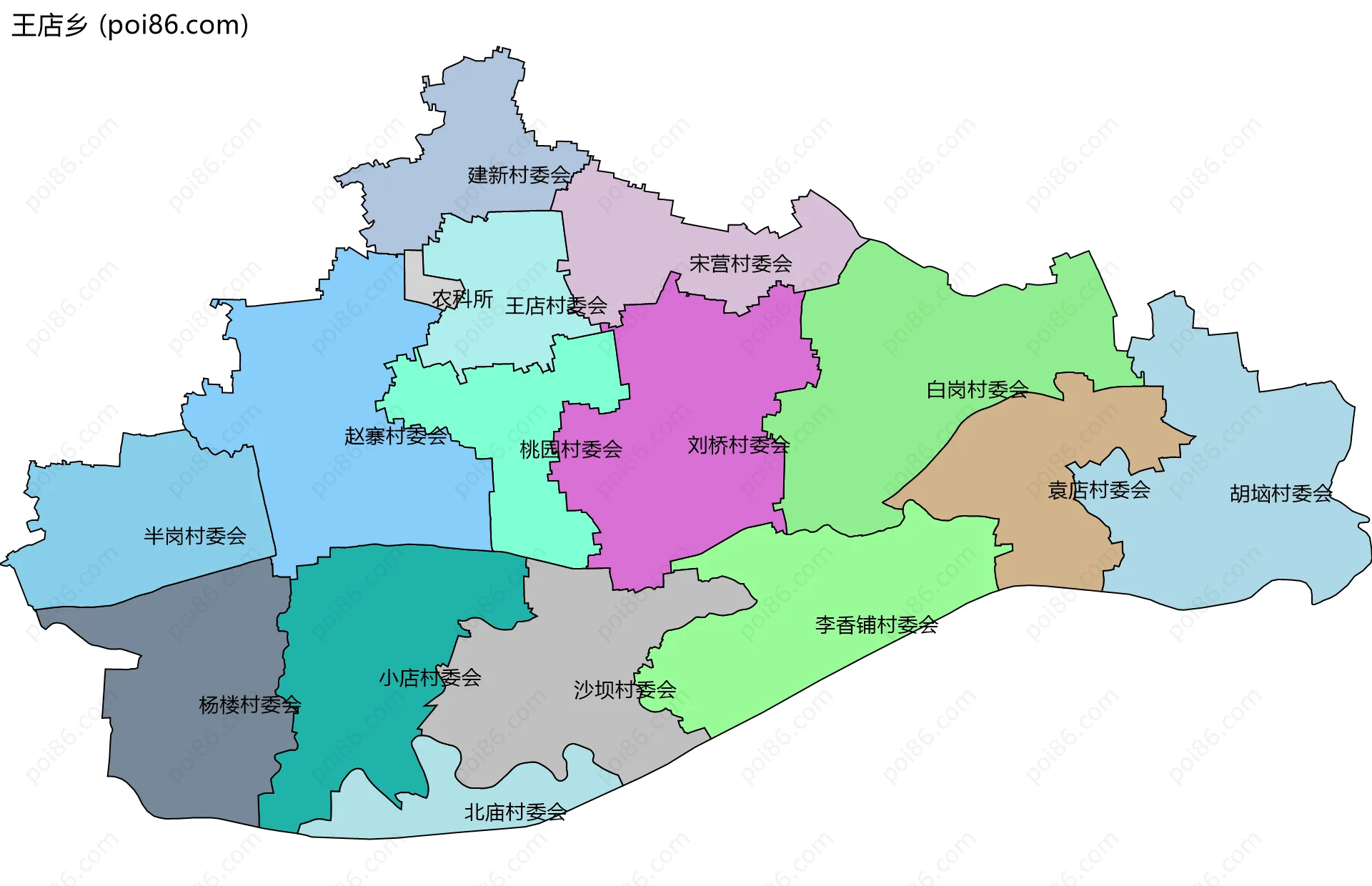 王店乡边界地图(五级行政区划)