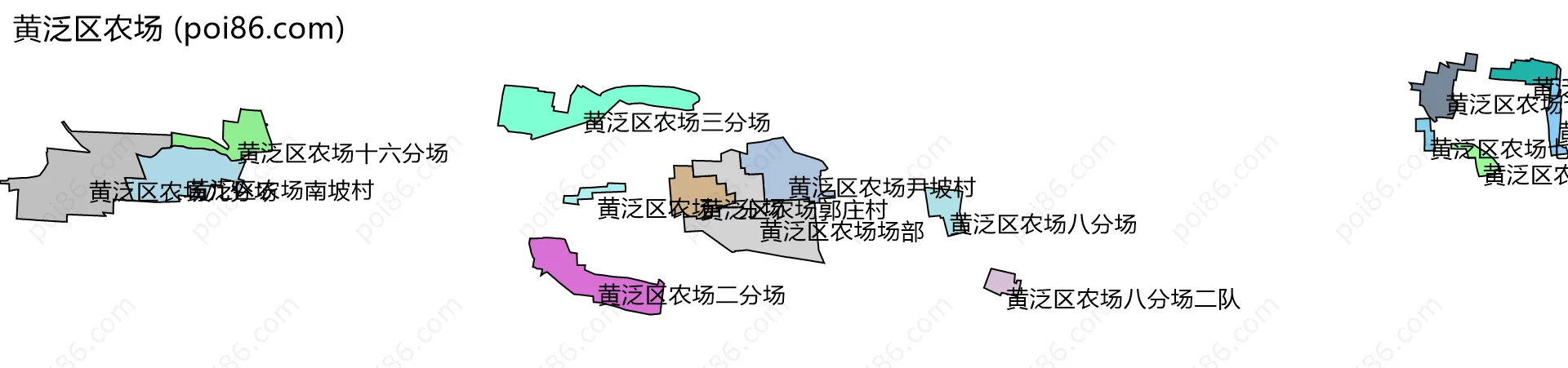 黄泛区农场边界地图(五级行政区划)