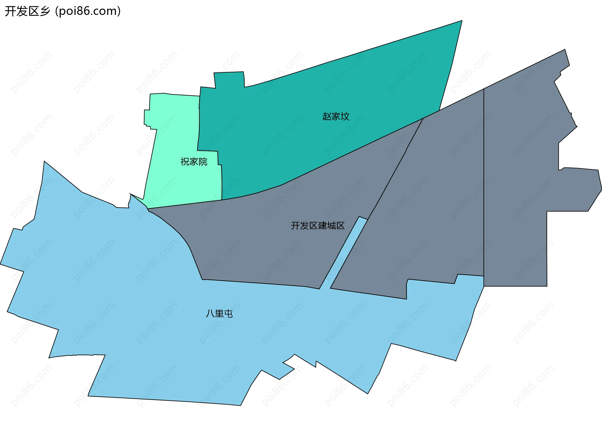 开发区乡边界地图(五级行政区划)