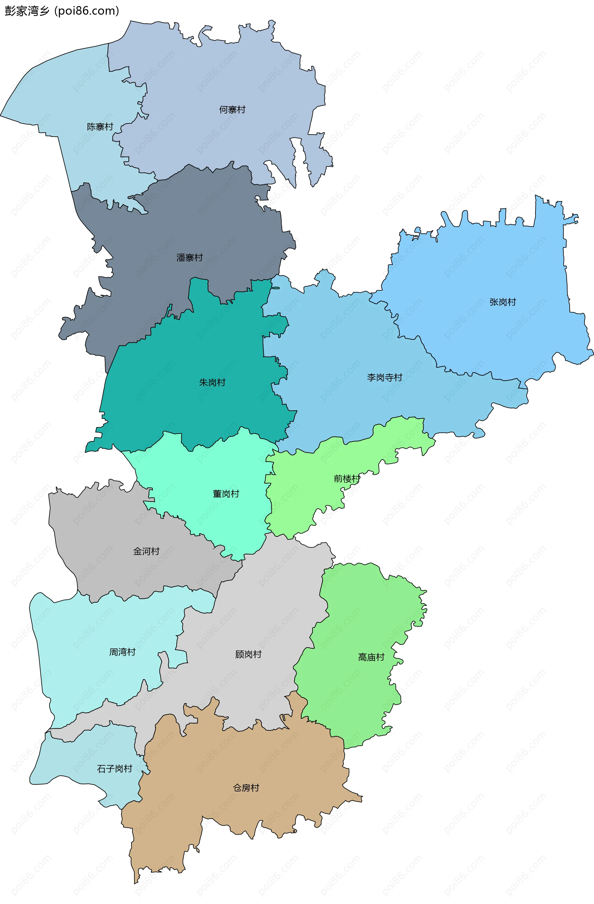 彭家湾乡边界地图(五级行政区划)