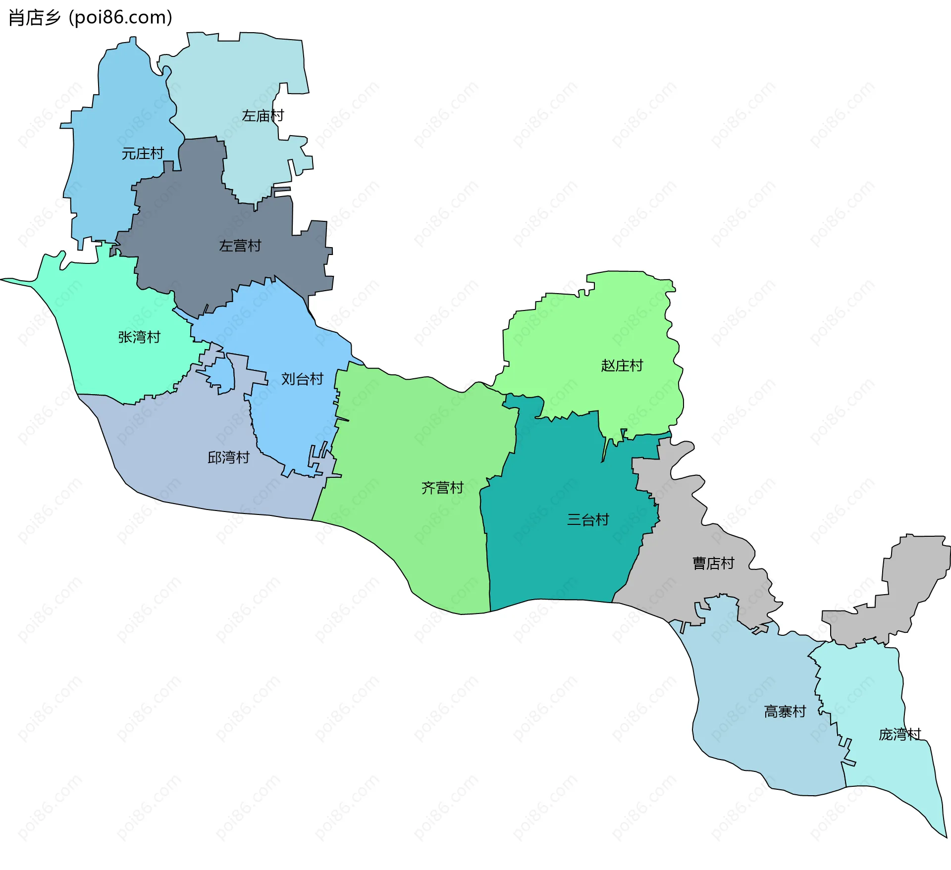 肖店乡边界地图(五级行政区划)