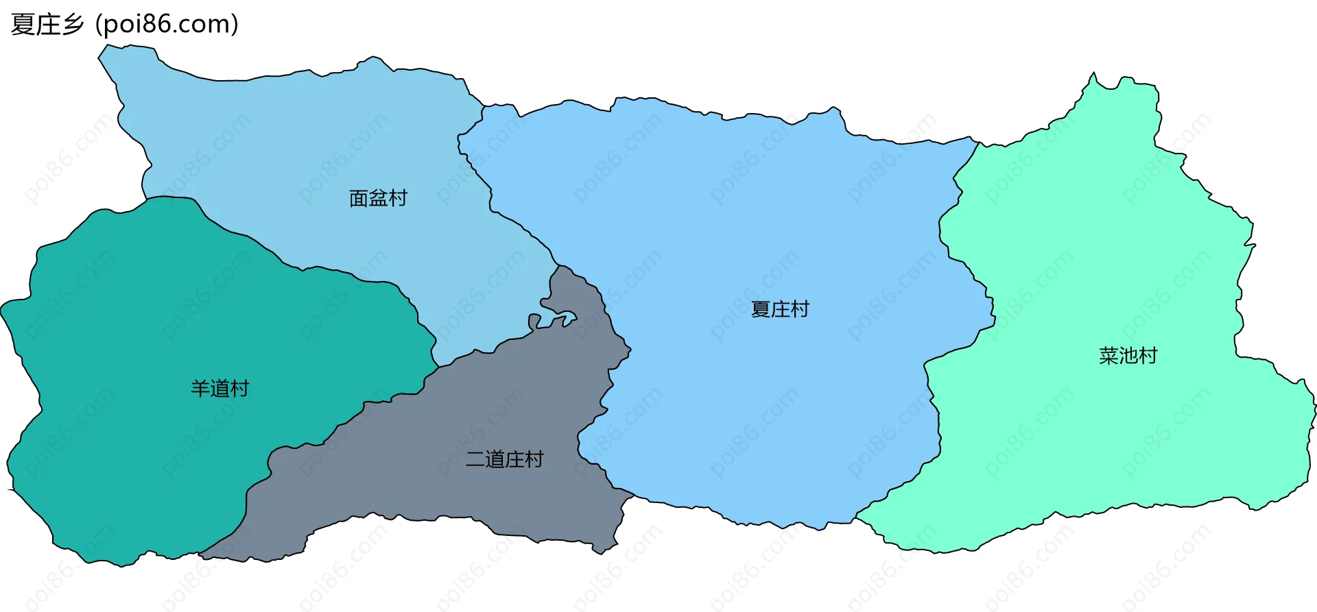 夏庄乡边界地图(五级行政区划)