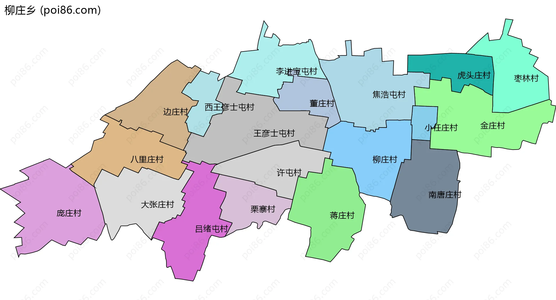 柳庄乡边界地图(五级行政区划)