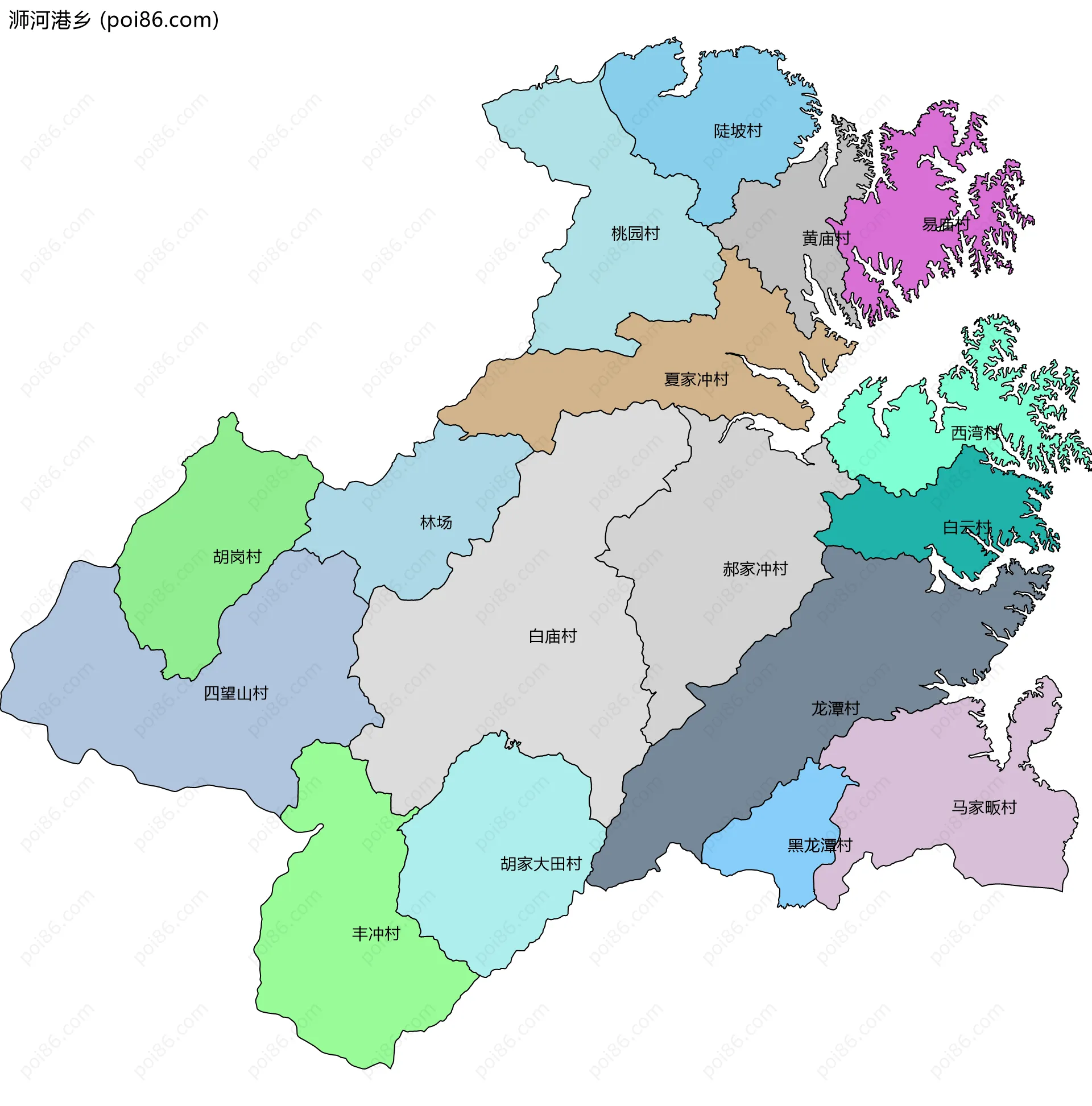 浉河港乡边界地图(五级行政区划)