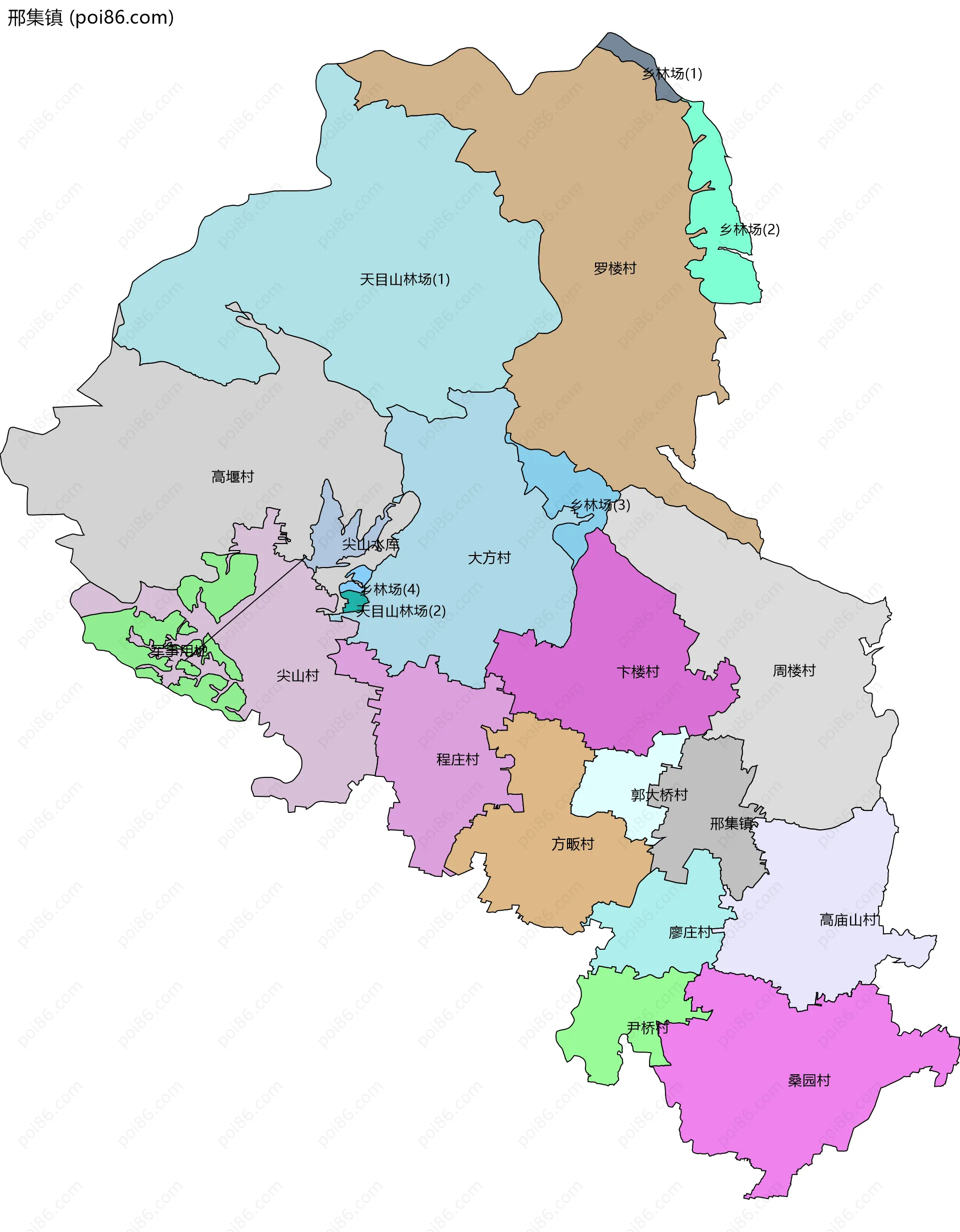 邢集镇边界地图(五级行政区划)