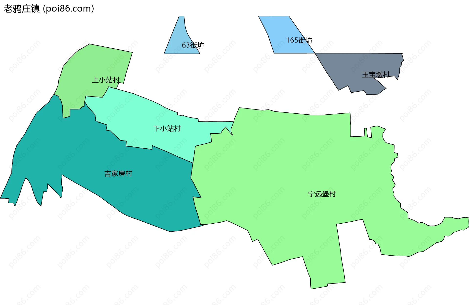 老鸦庄镇边界地图(五级行政区划)