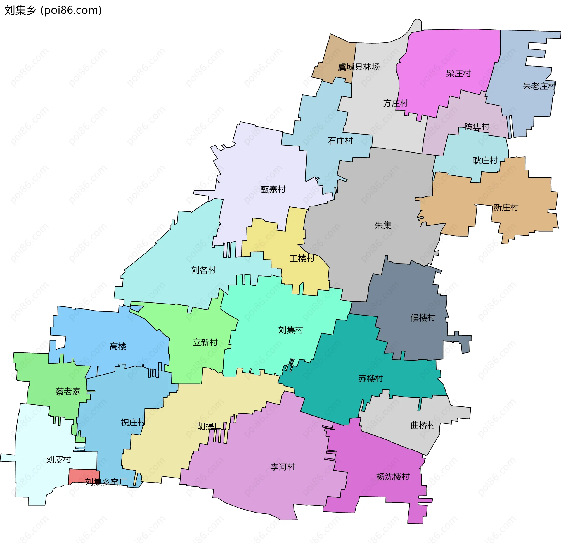刘集乡边界地图(五级行政区划)