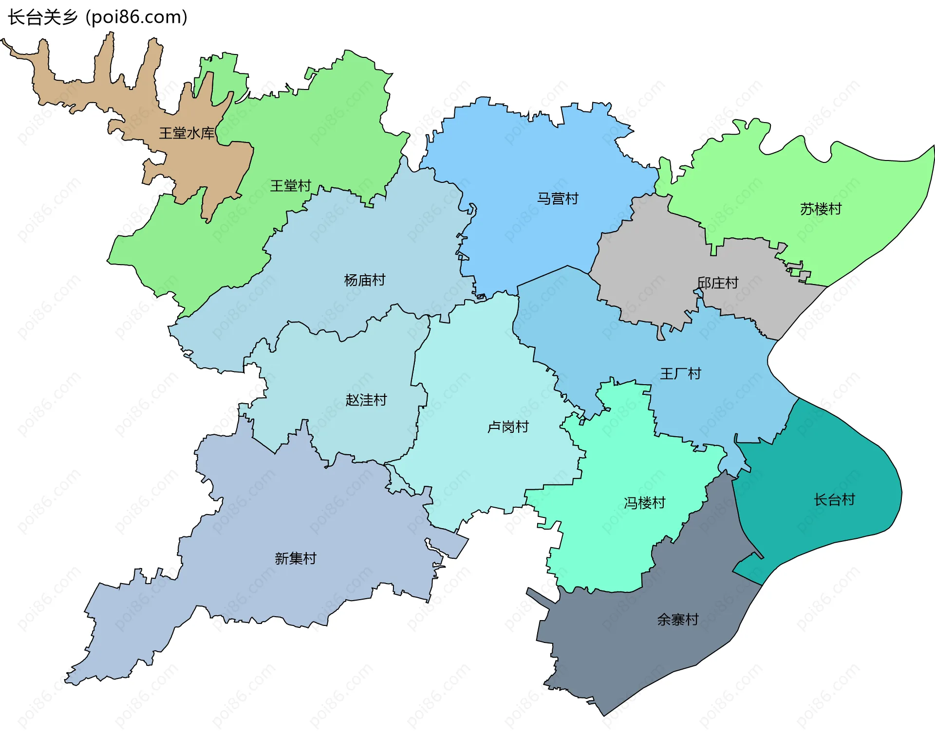 长台关乡边界地图(五级行政区划)