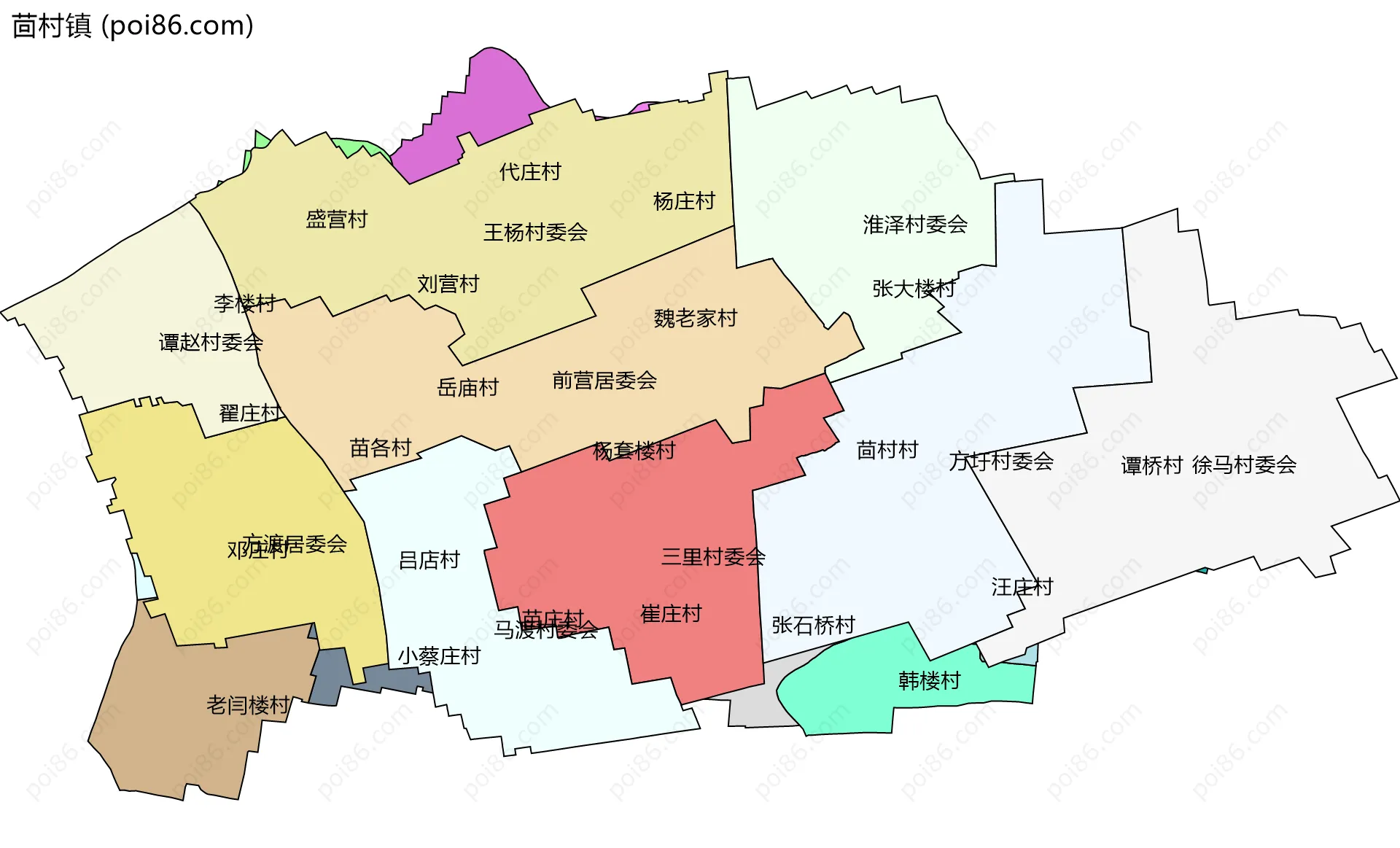 茴村镇边界地图(五级行政区划)