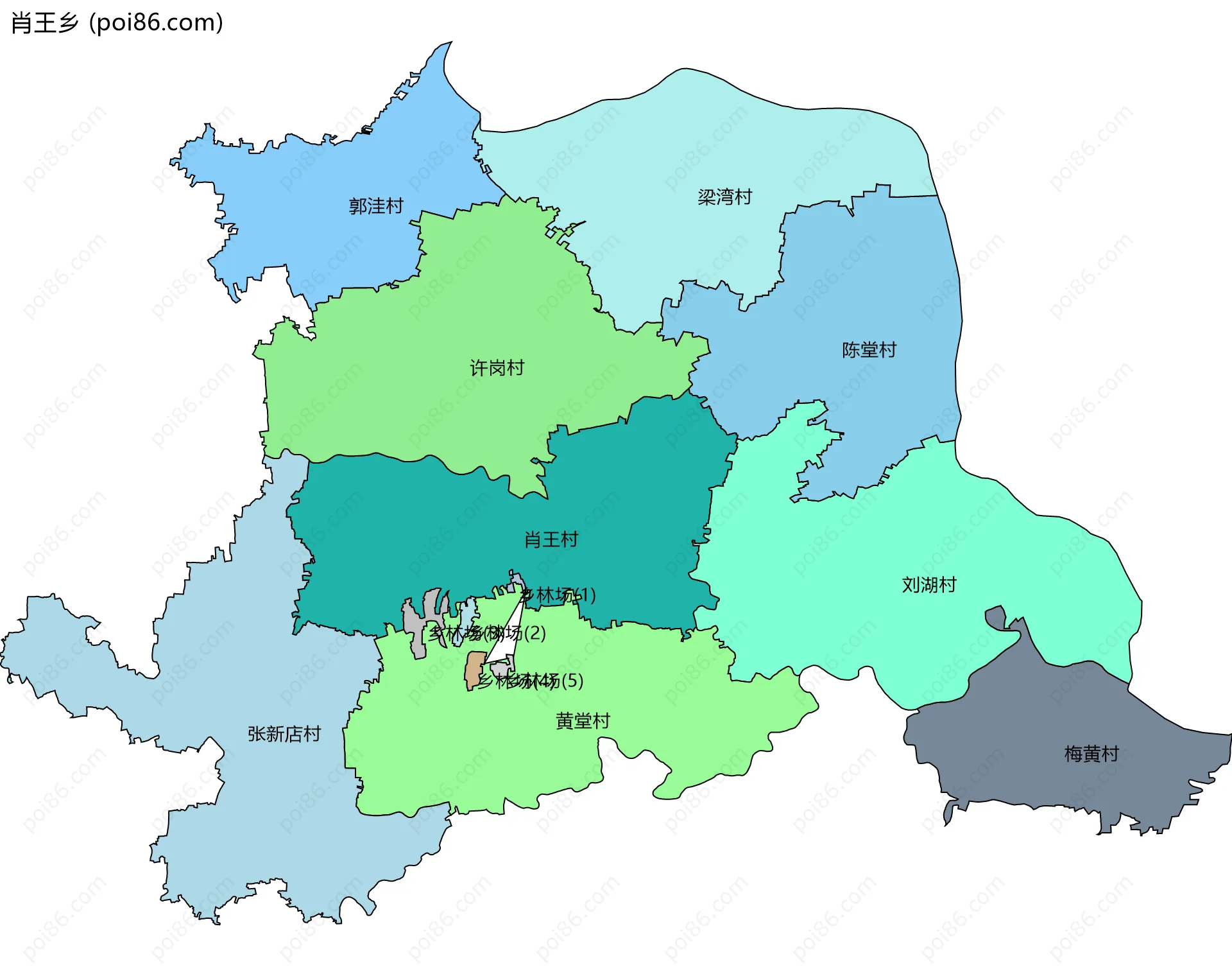 肖王乡边界地图(五级行政区划)