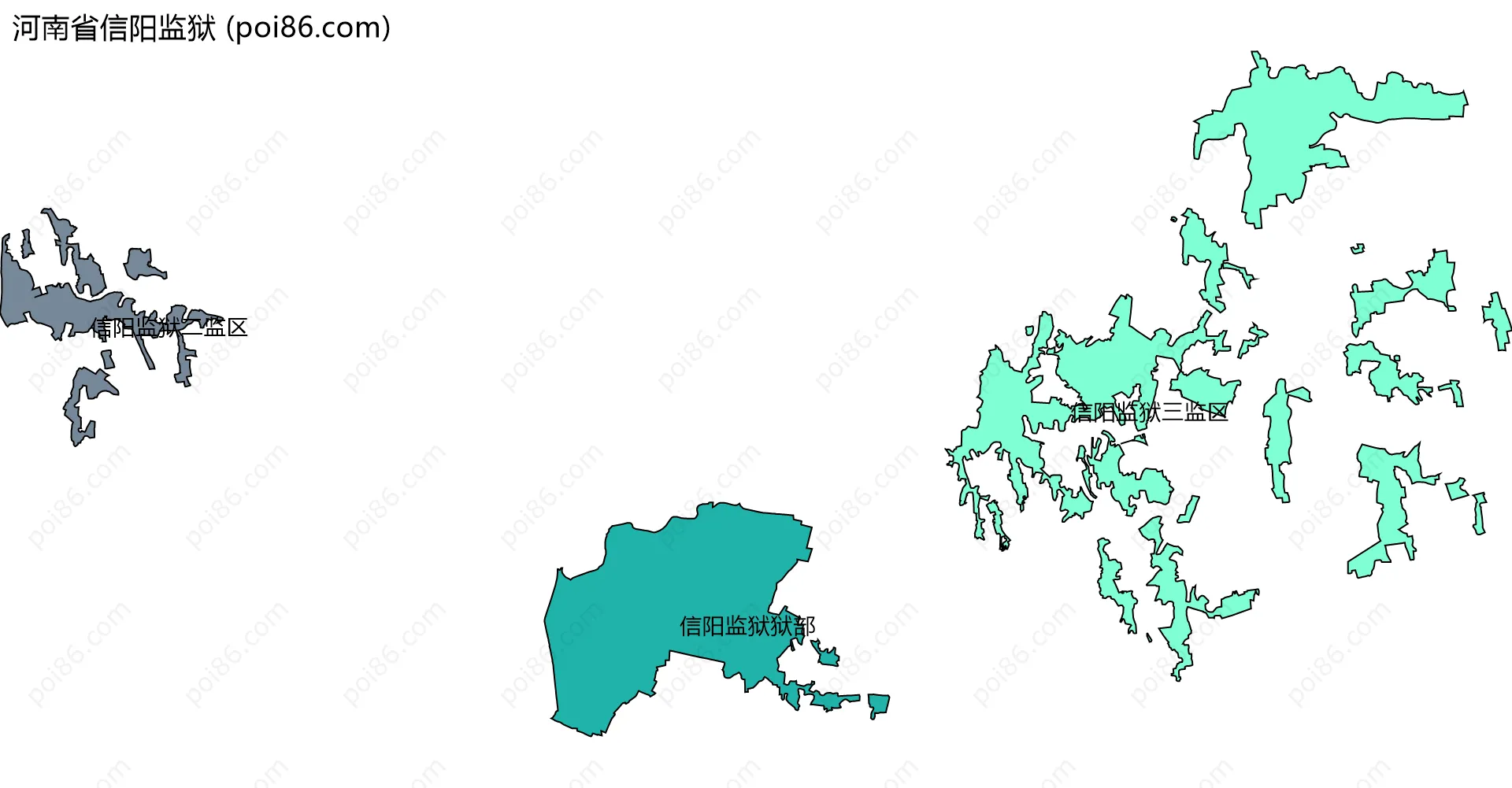 河南省信阳监狱边界地图(五级行政区划)