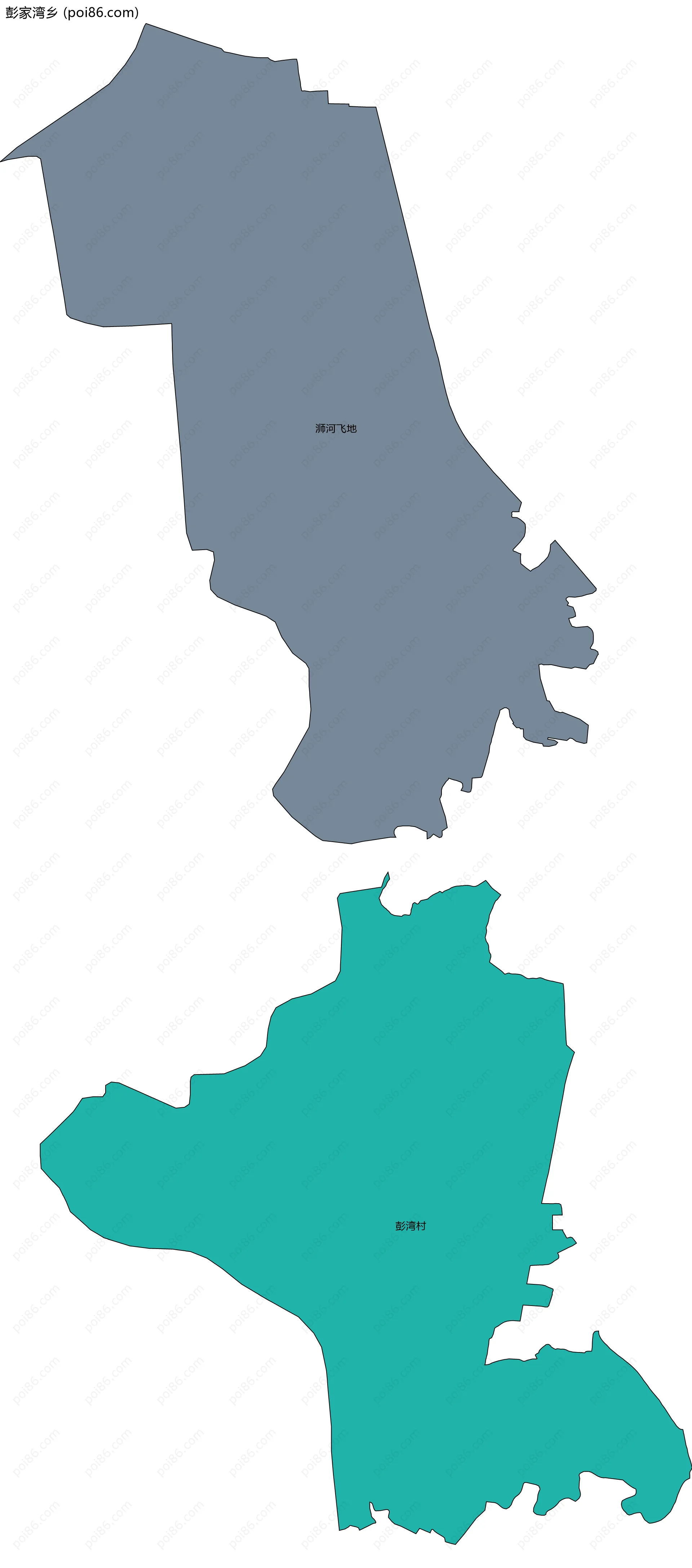 彭家湾乡边界地图(五级行政区划)