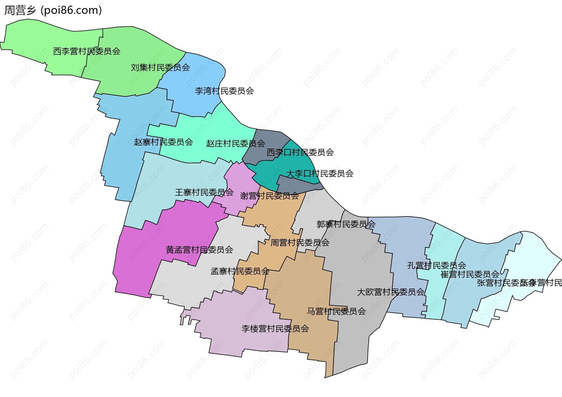 周营乡边界地图(五级行政区划)