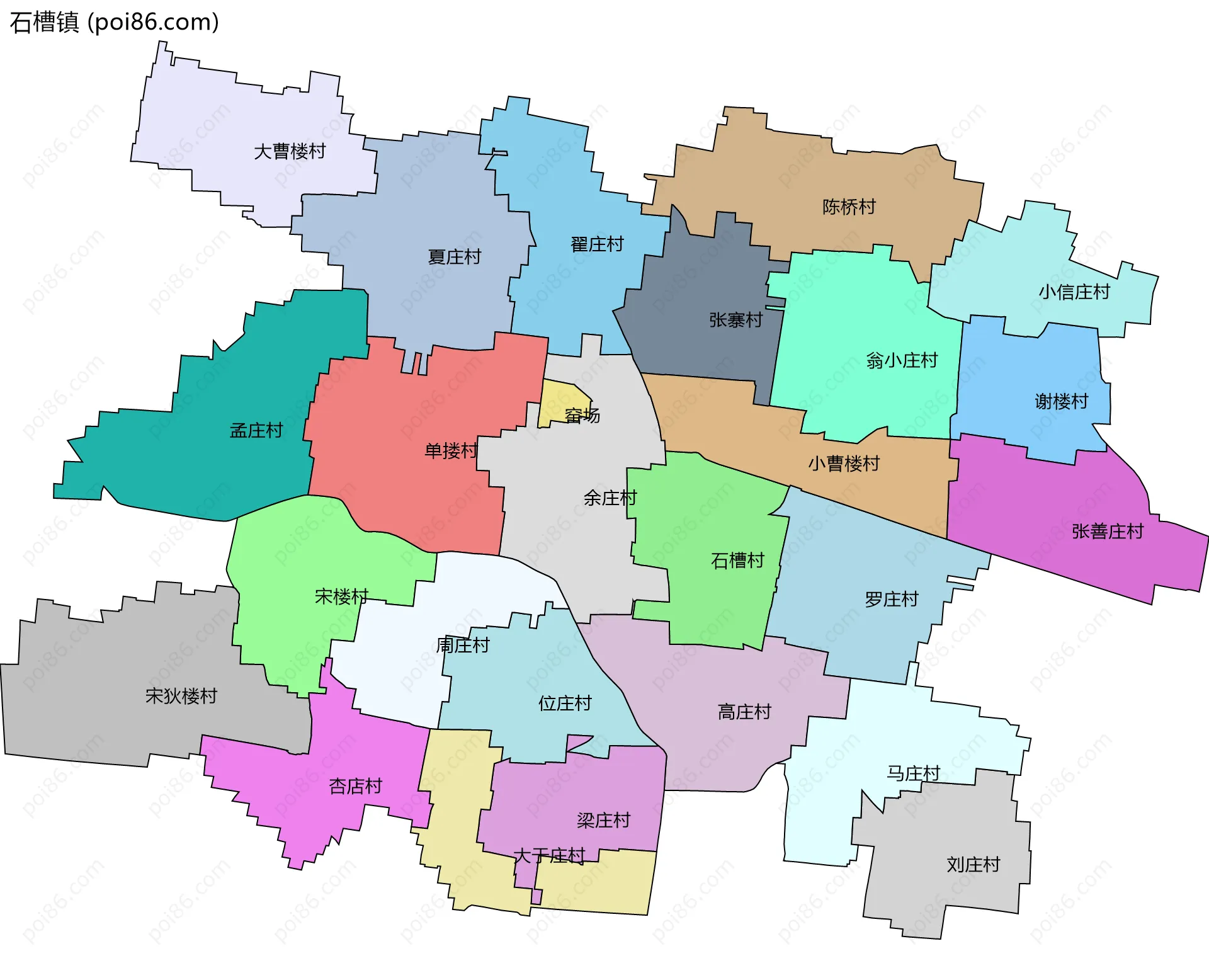 石槽镇边界地图(五级行政区划)