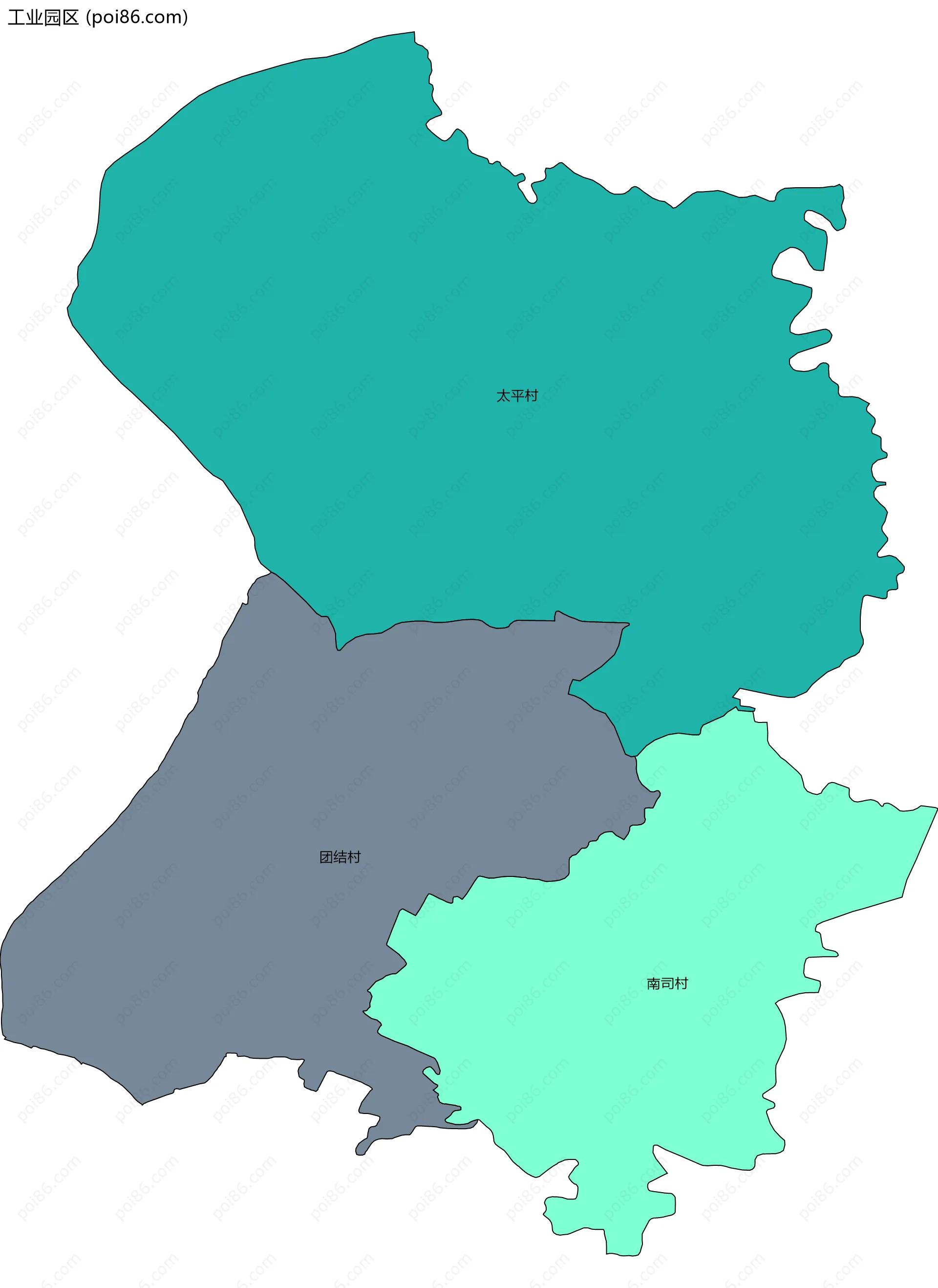 工业园区边界地图(五级行政区划)