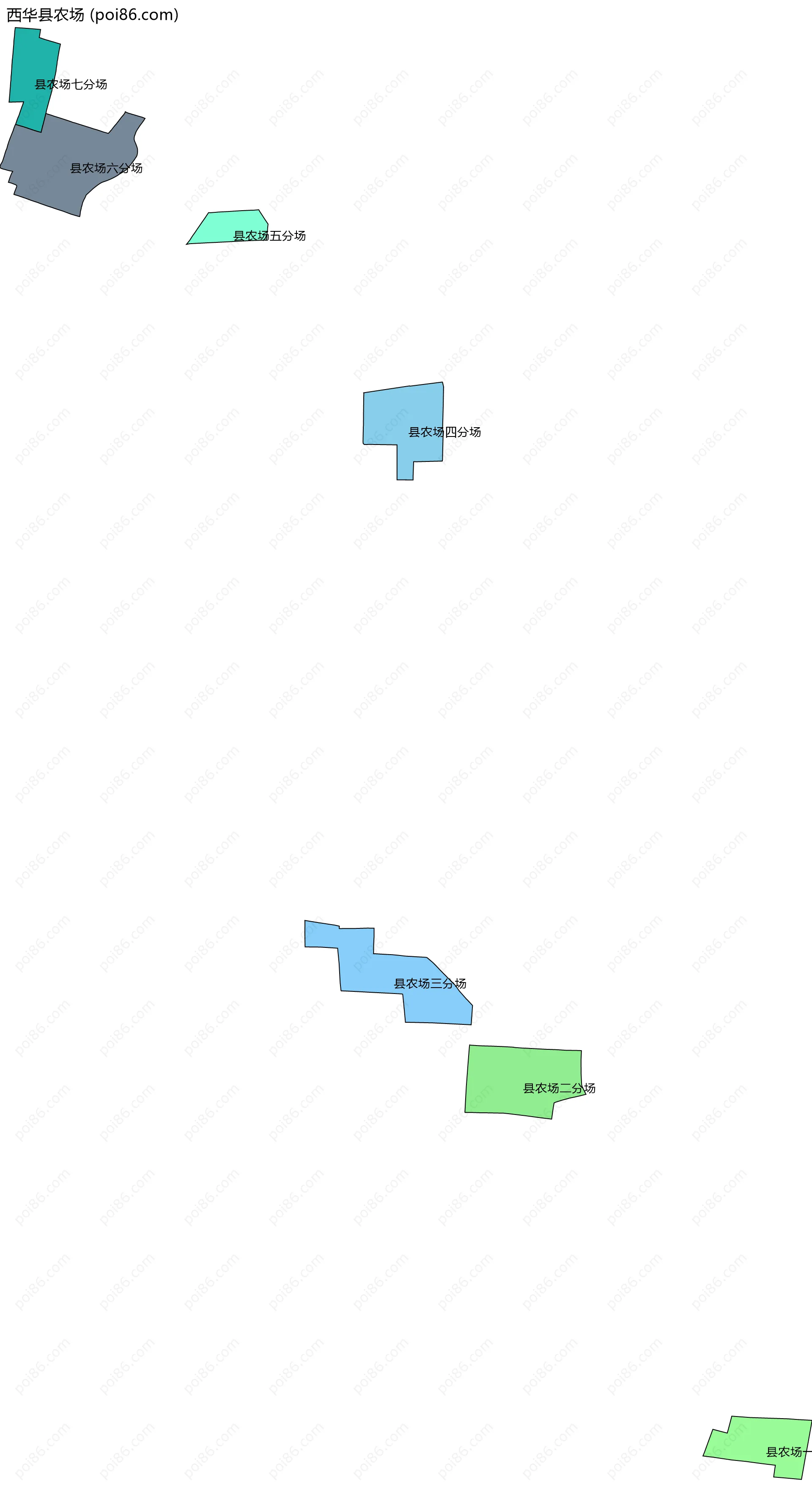 西华县农场边界地图(五级行政区划)