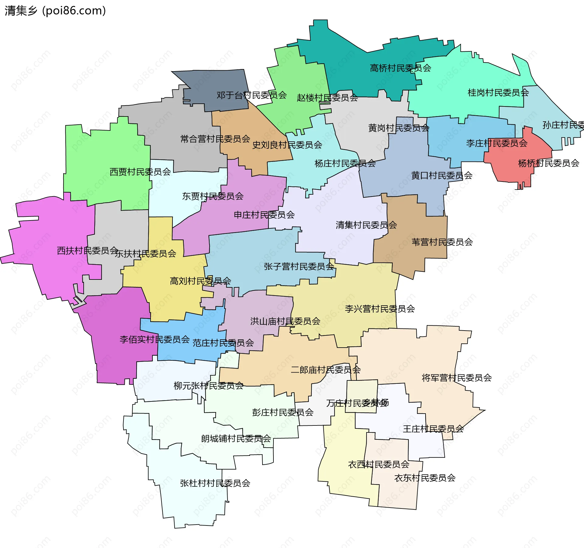 清集乡边界地图(五级行政区划)