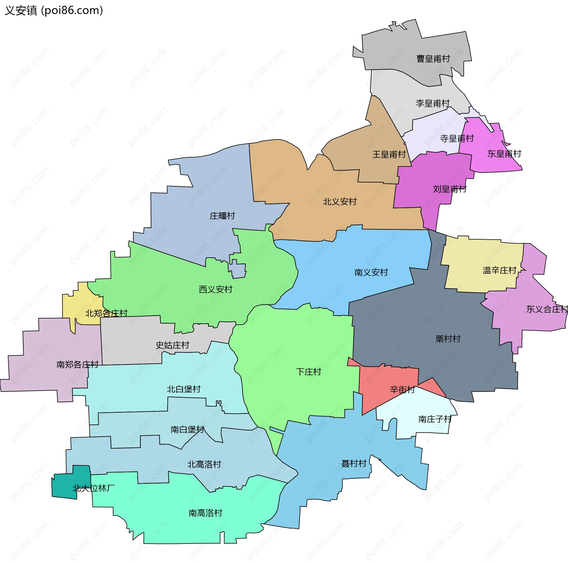 义安镇边界地图(五级行政区划)