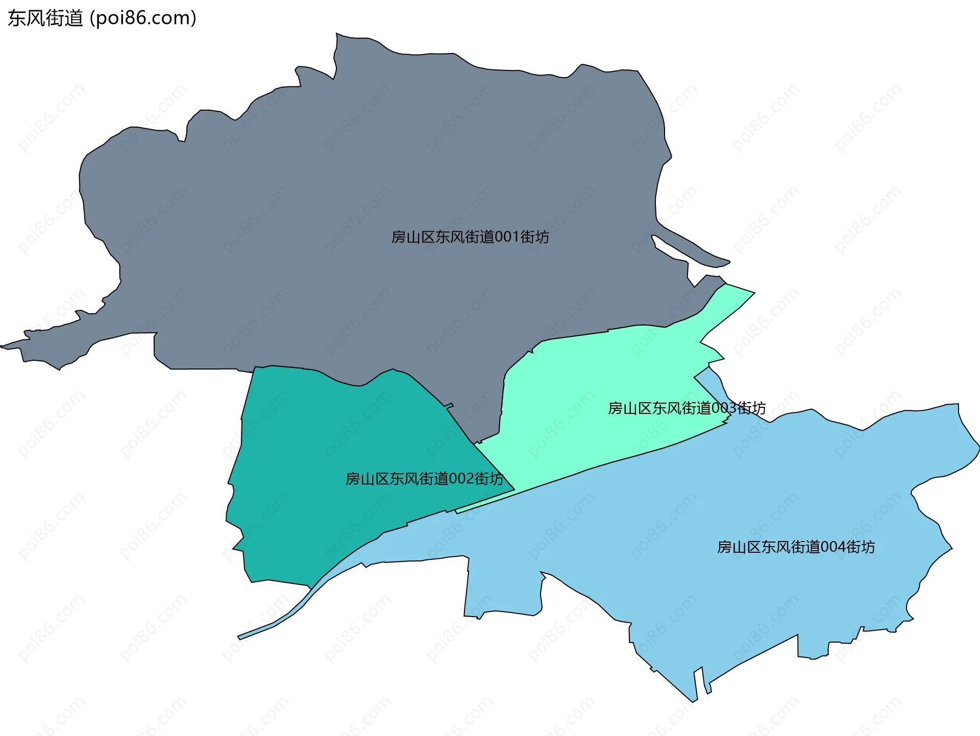 东风街道边界地图(五级行政区划)