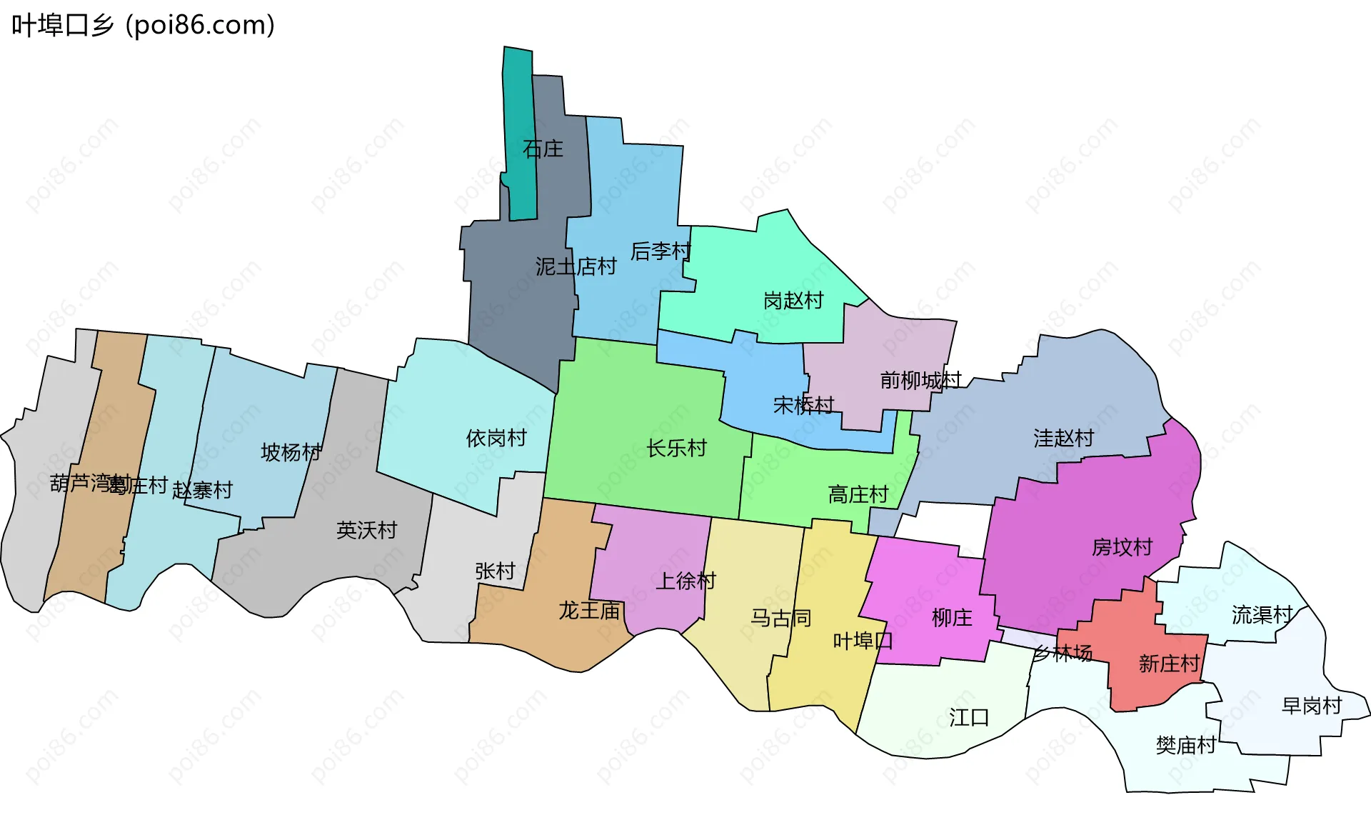 叶埠口乡边界地图(五级行政区划)