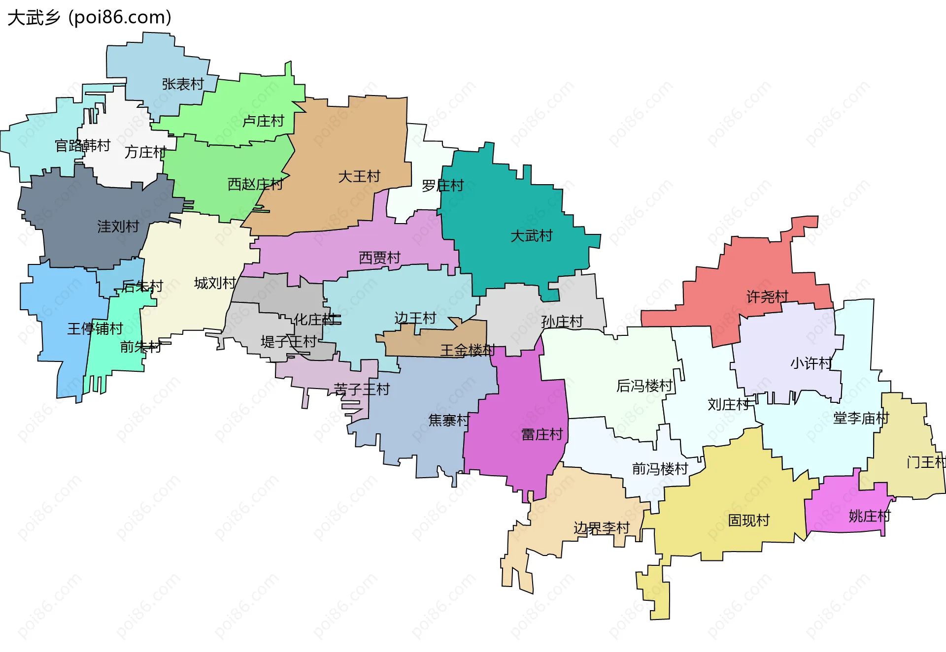 大武乡边界地图(五级行政区划)