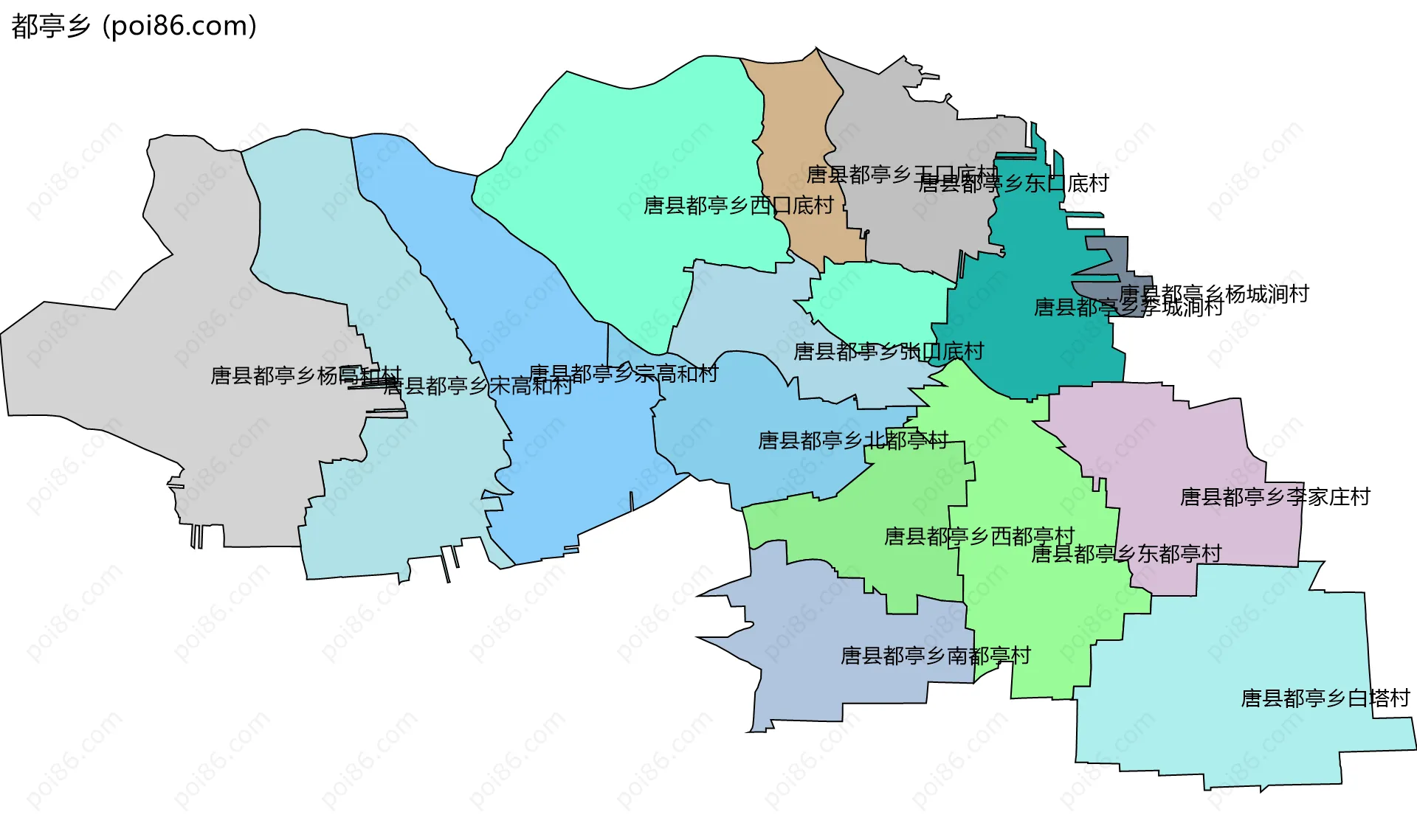 都亭乡边界地图(五级行政区划)