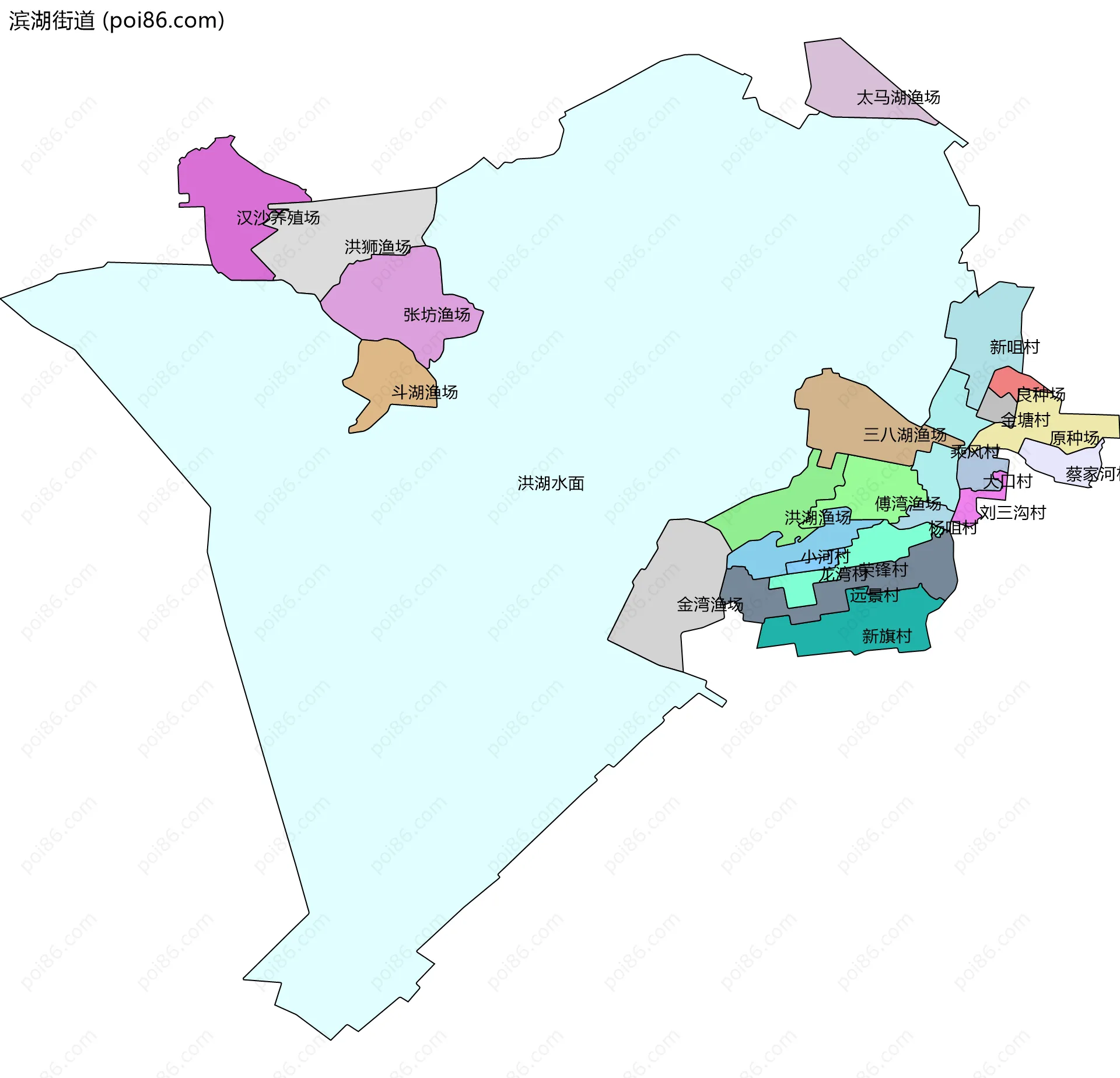 滨湖街道边界地图(五级行政区划)