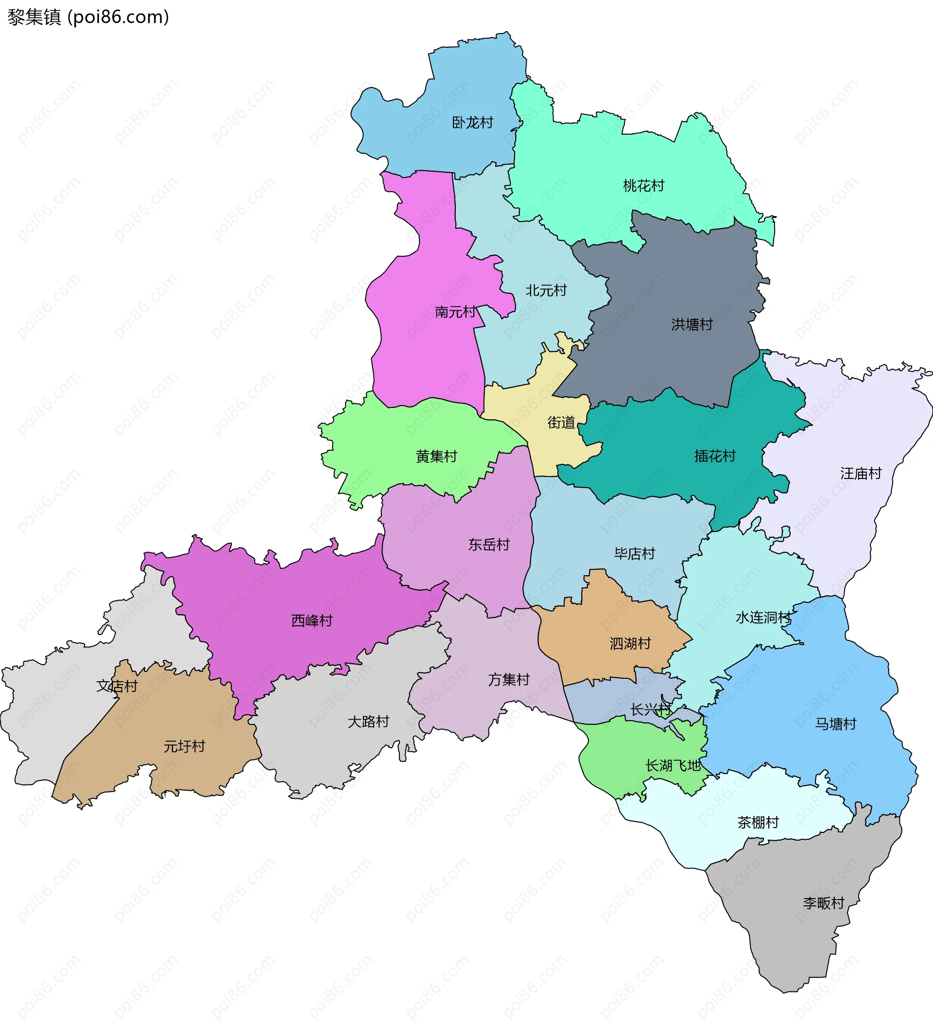 黎集镇边界地图(五级行政区划)