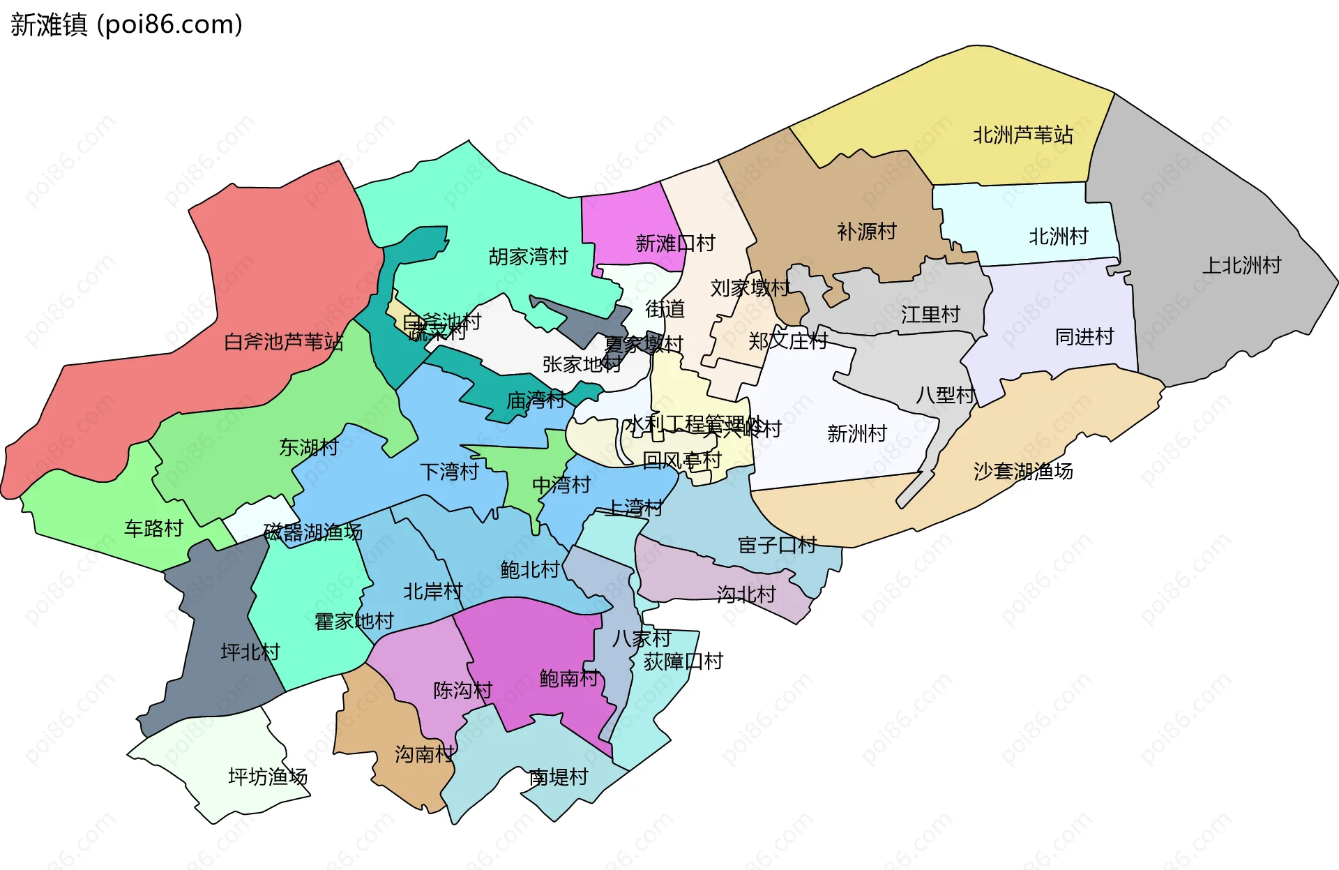 新滩镇边界地图(五级行政区划)