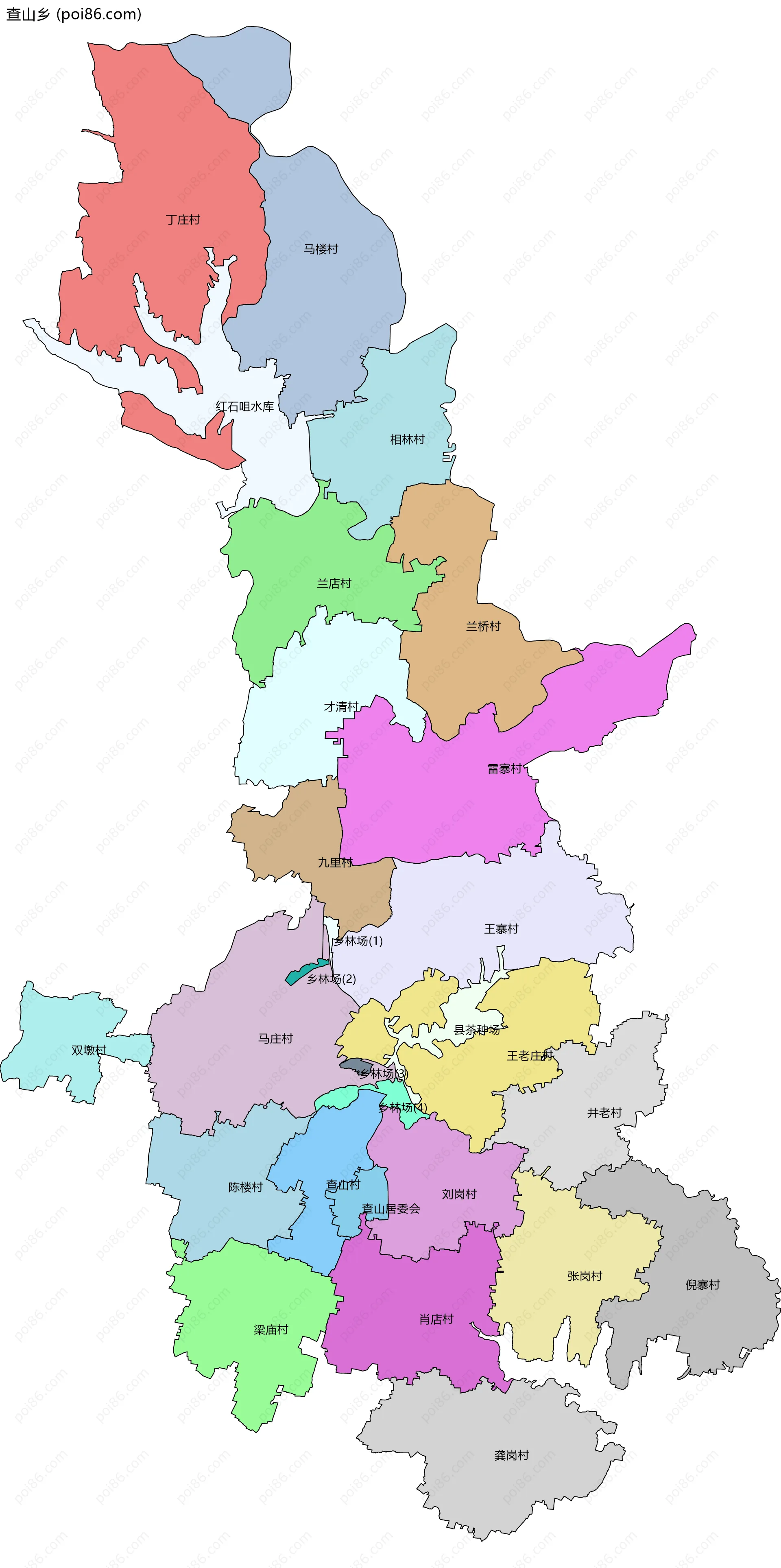 查山乡边界地图(五级行政区划)