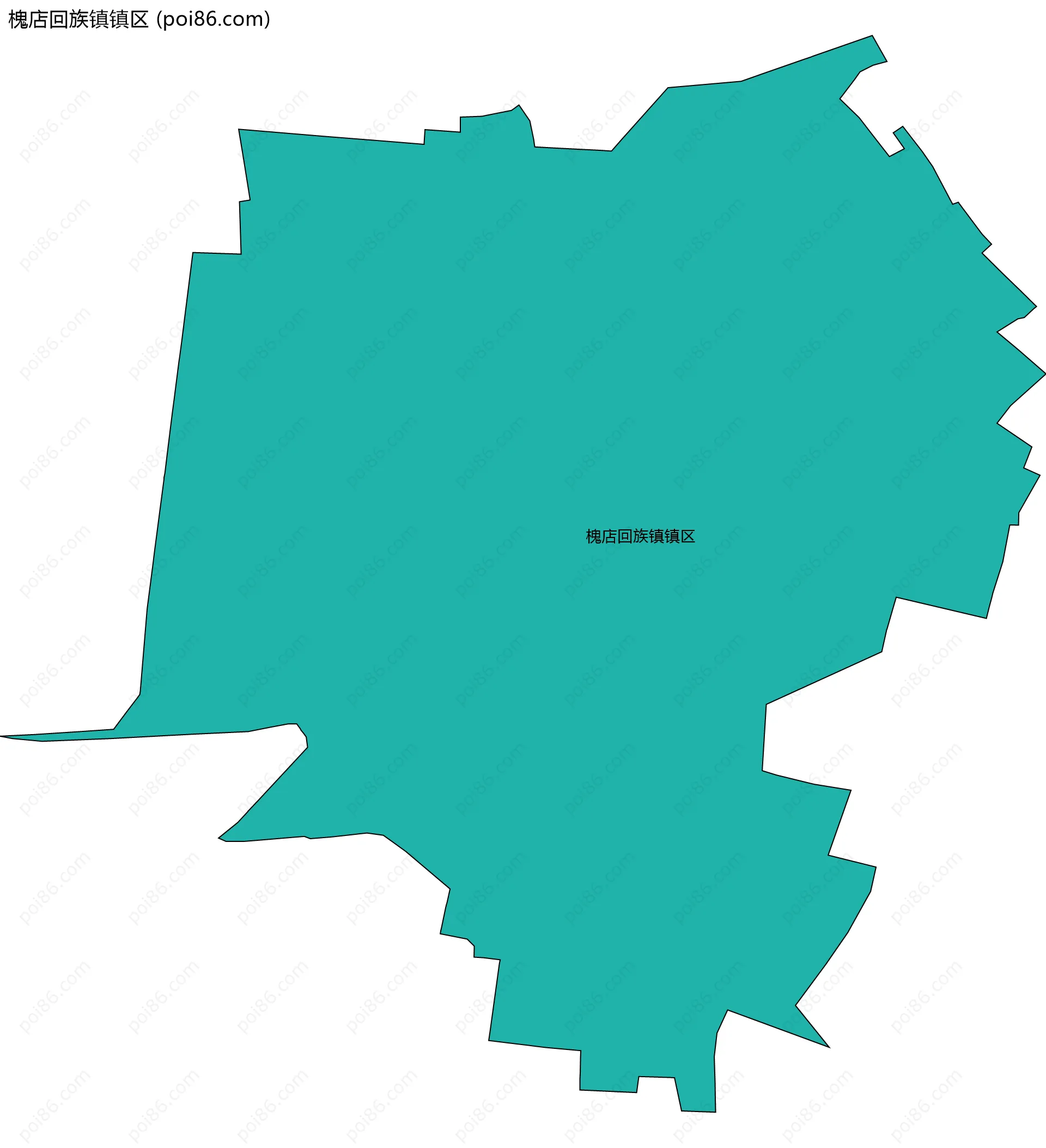 槐店回族镇镇区边界地图